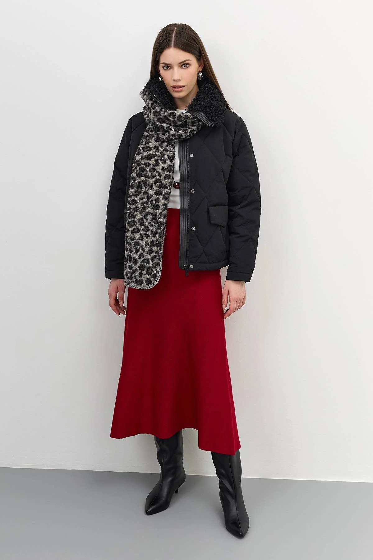 Мягкий шарф с анималистичным принтом, One