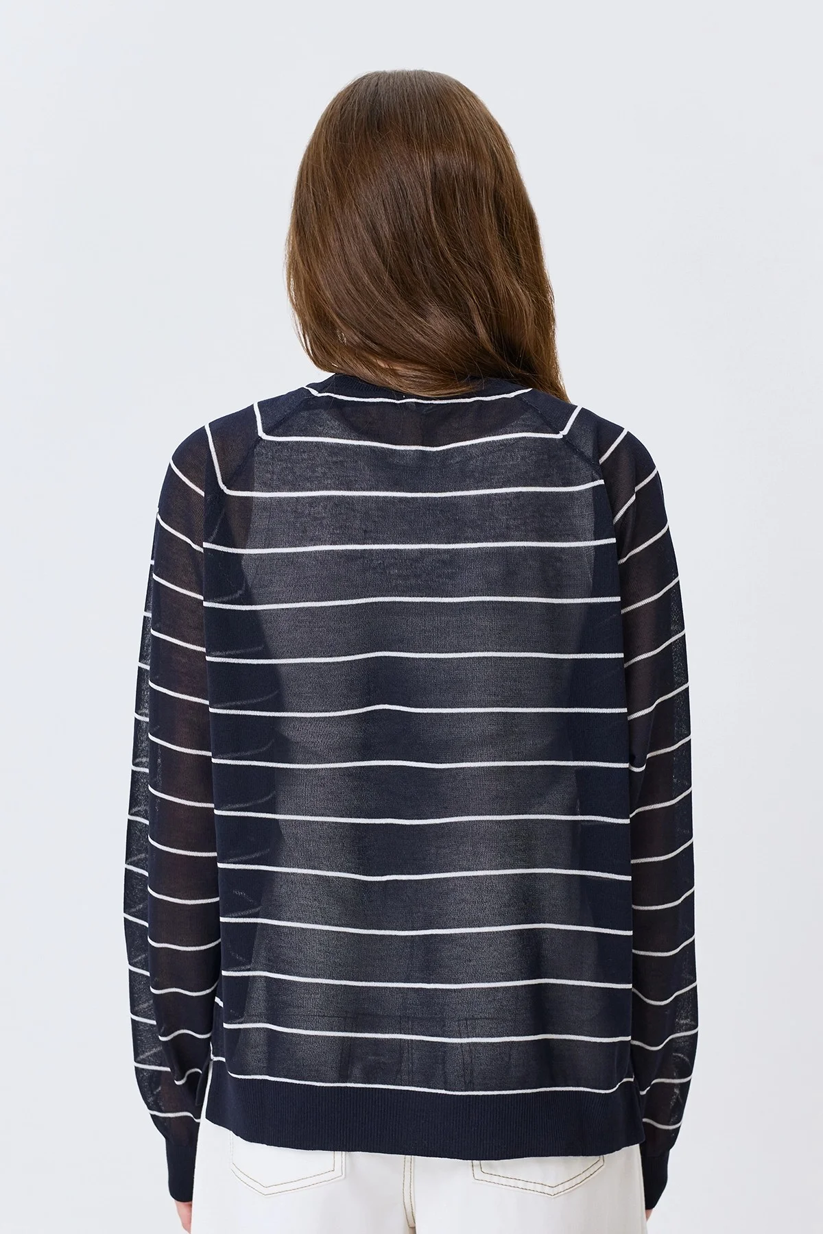 Полупрозрачный джемпер в тонкую полоску, 50