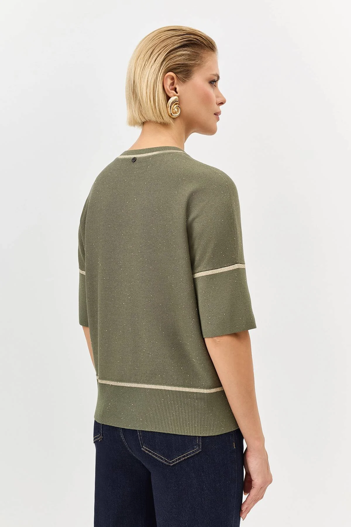 Лимитрированная серия свободный джемпер с пайетками и ремень, 36