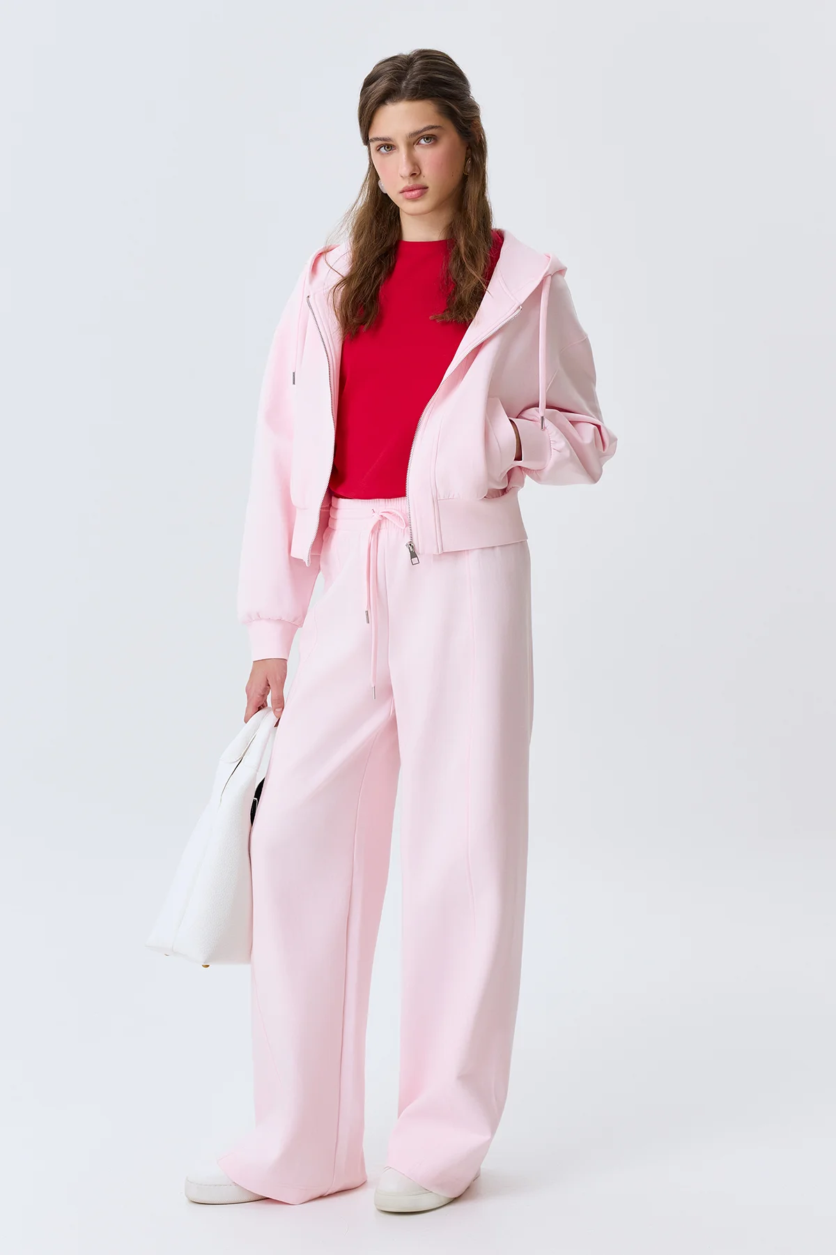 Трикотажные розовые брюки из хлопка, 44