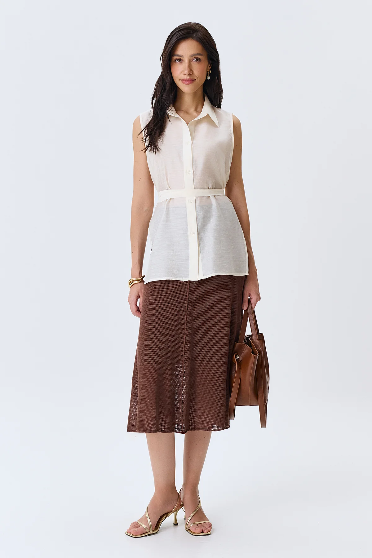 Полупрозрачная блузка из тенселя, 48