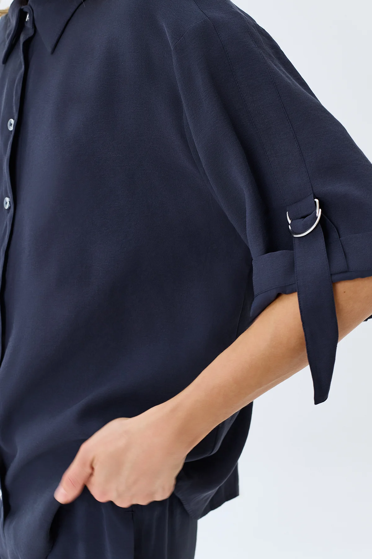 Свободная блузка с укороченными рукавами, 52