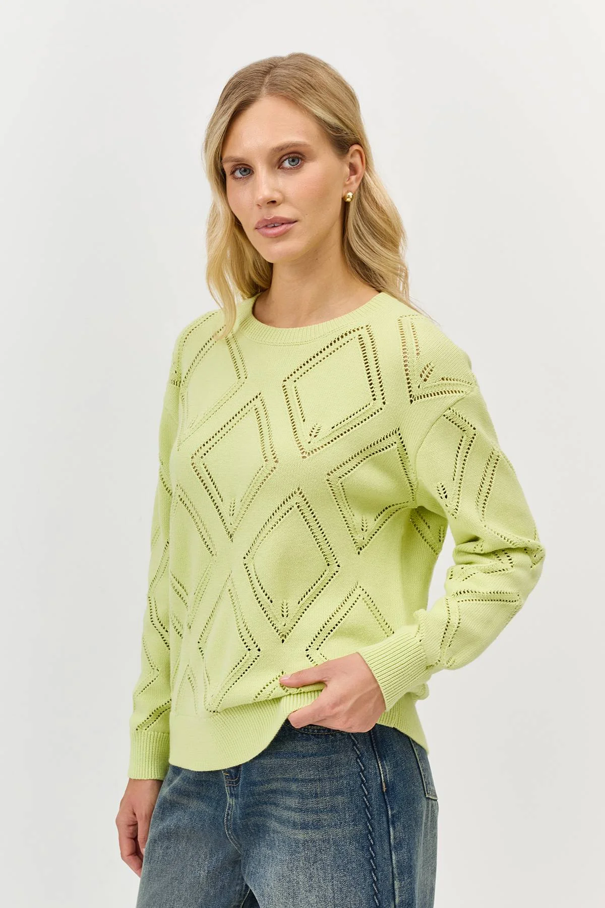 Лимитированная серия джемпер с ажурным узором и ремень, 44