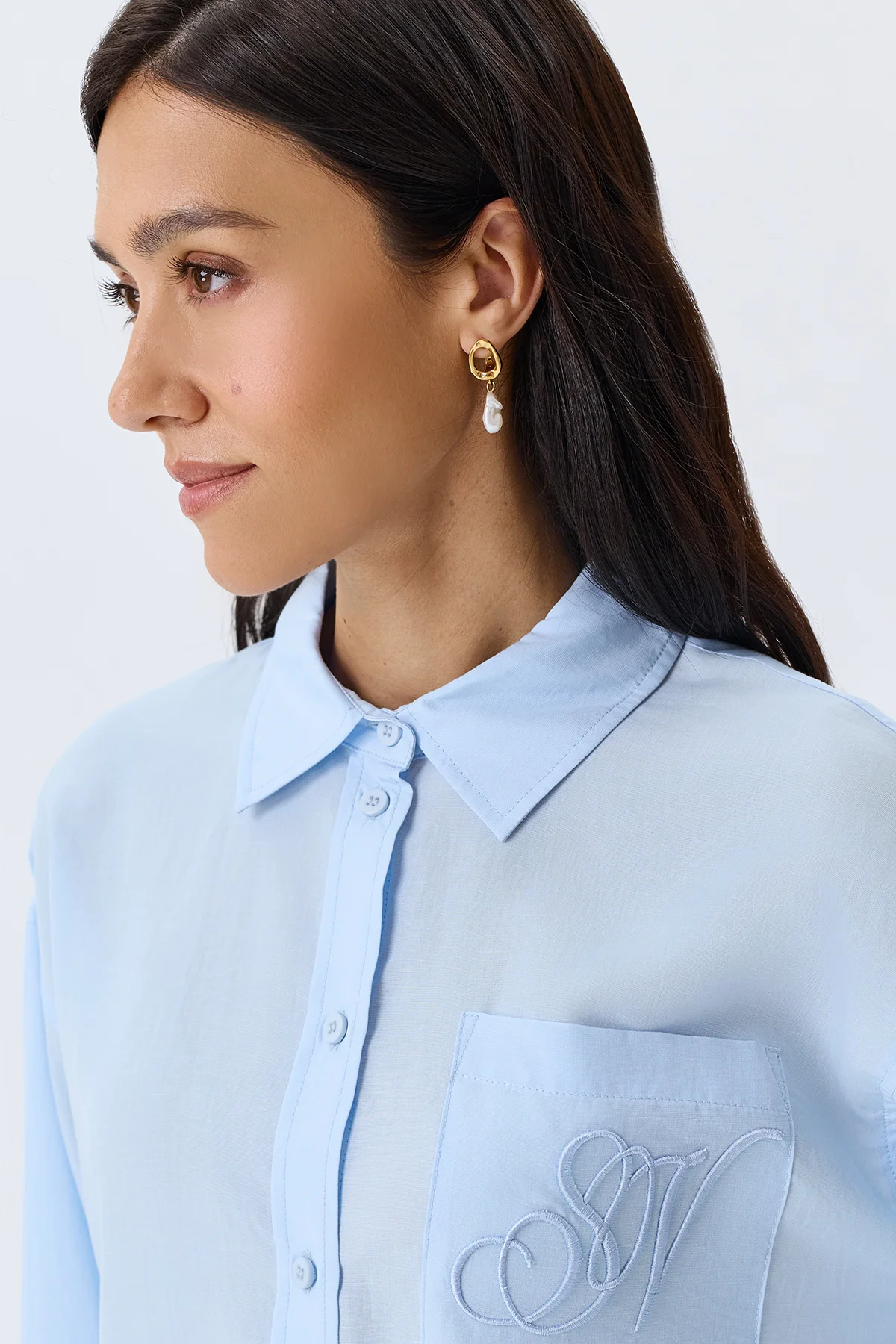 Базовая рубашка в голубом цвете, 50