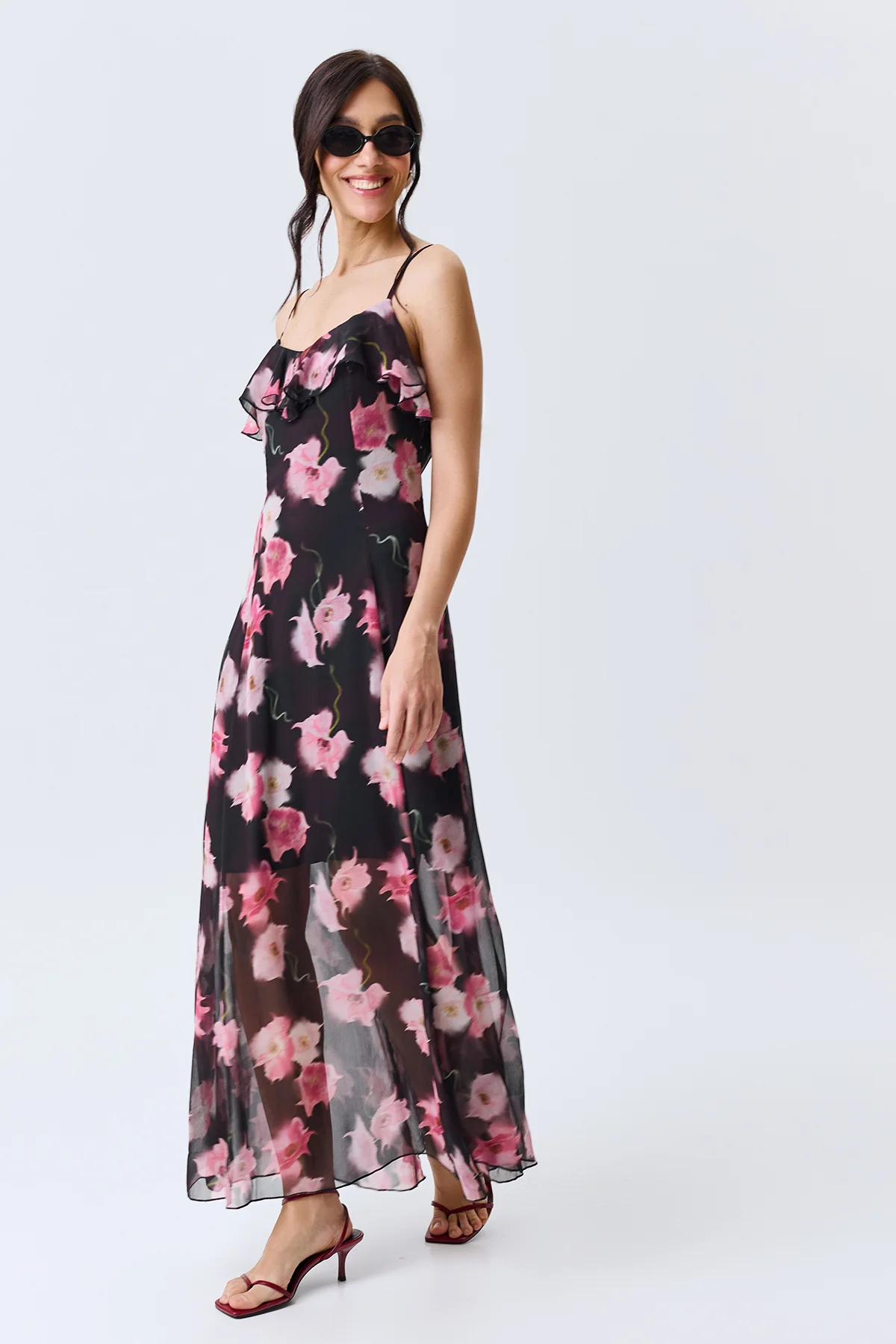 Романтичное платье с ярким цветочным принтом, 42