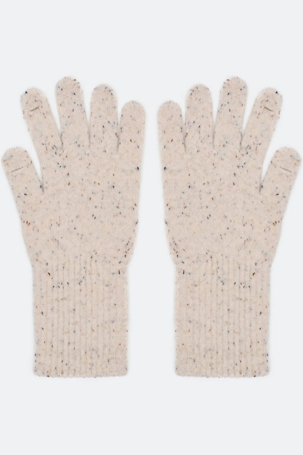 Светлые вязаные перчатки из 100% шерсти, One