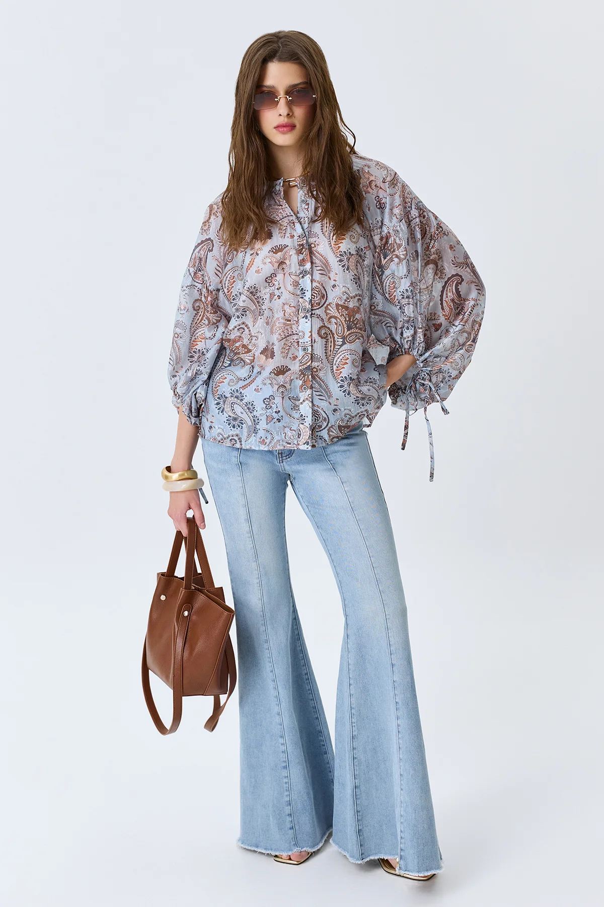 Романтичная блузка с принтом "Пейсли", 46