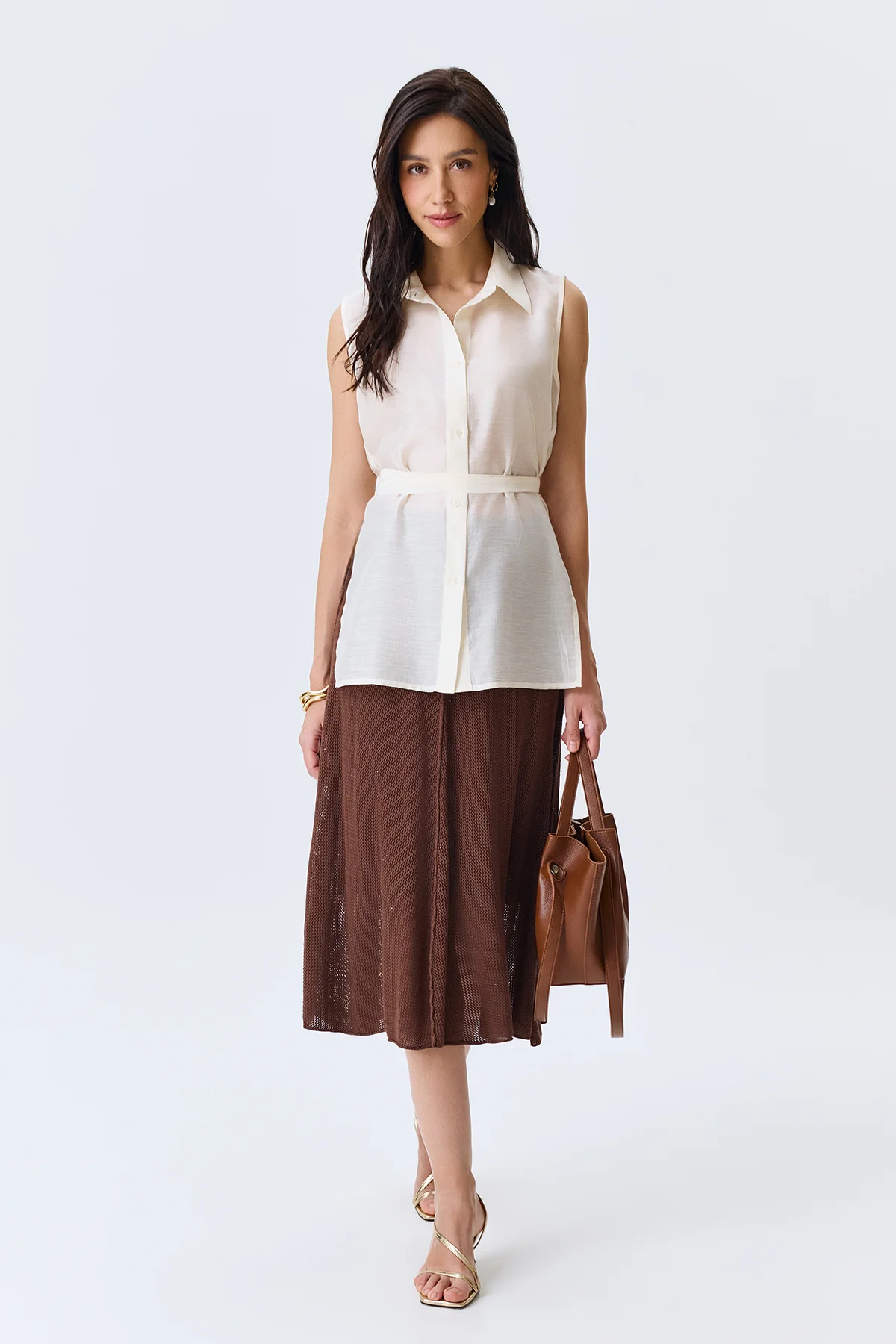 Полупрозрачная блузка из тенселя, 46