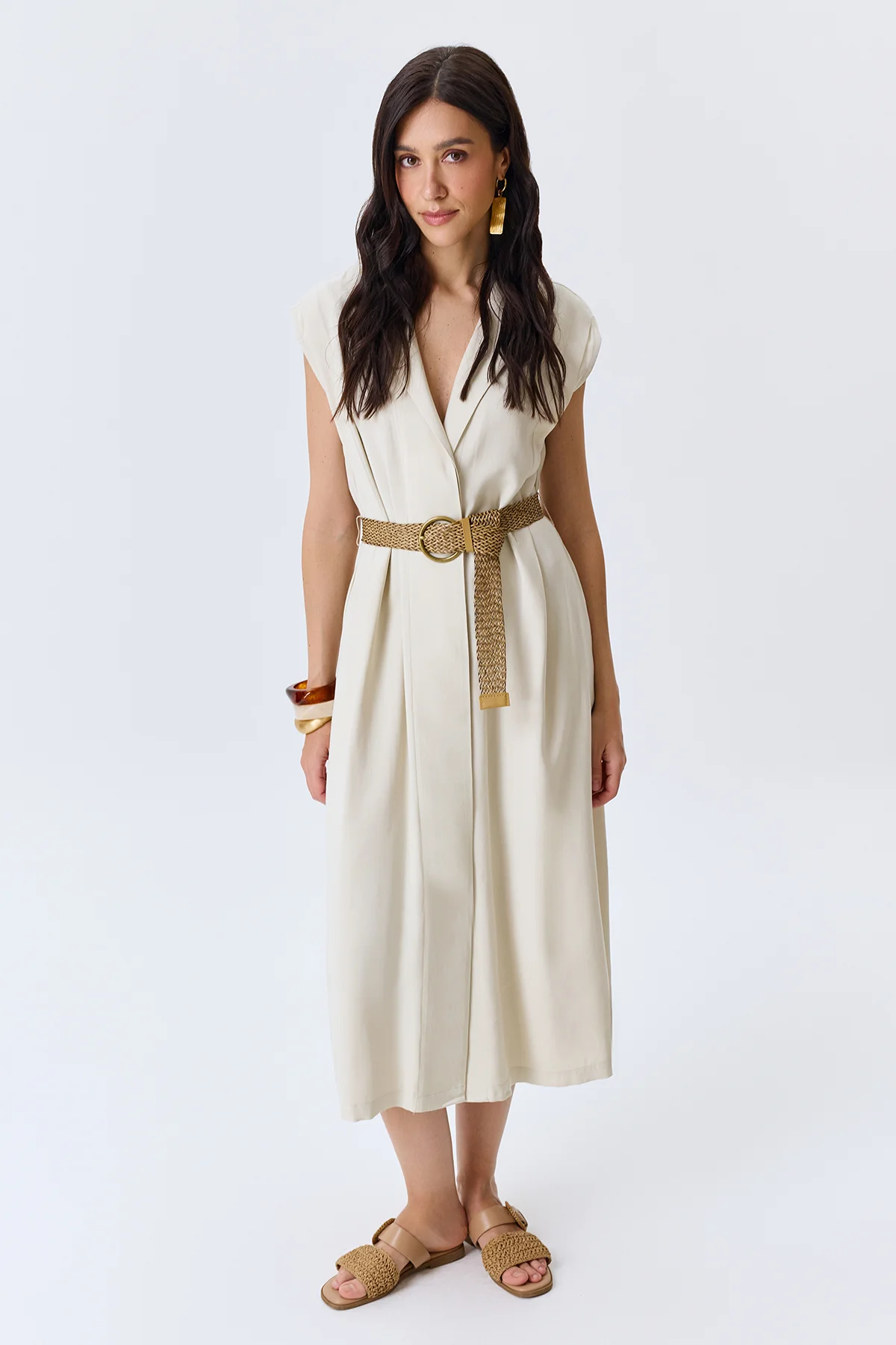 Платье-миди с акцентным поясом, 46