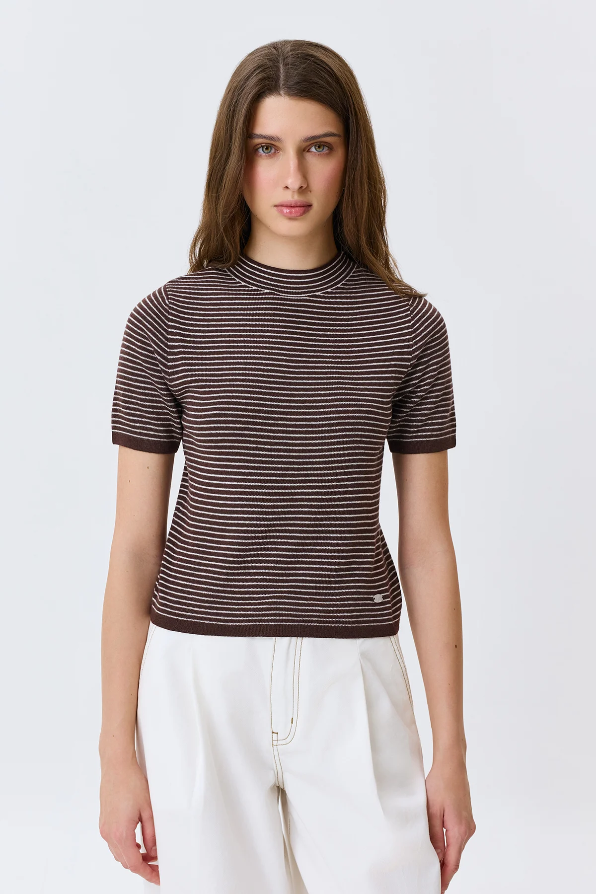 Джемпер укороченный в тонкую полоску, 50