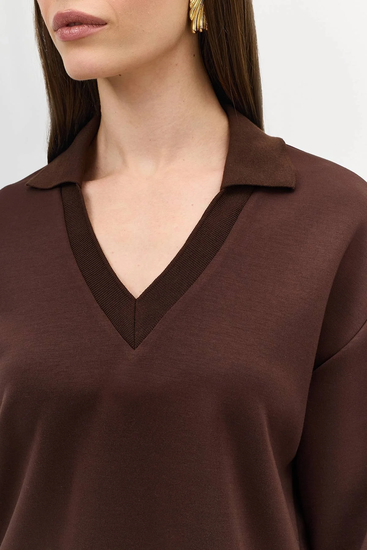 Джемпер из вискозы с воротником-поло, 52