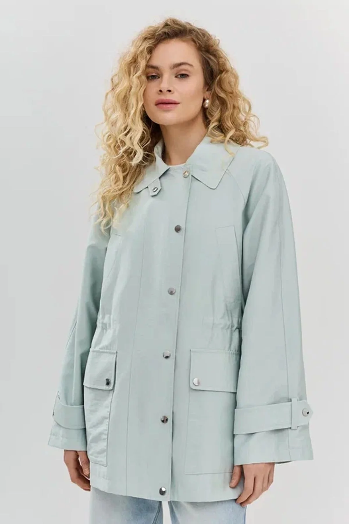 Легкая ментоловая парка из тенселя, 50