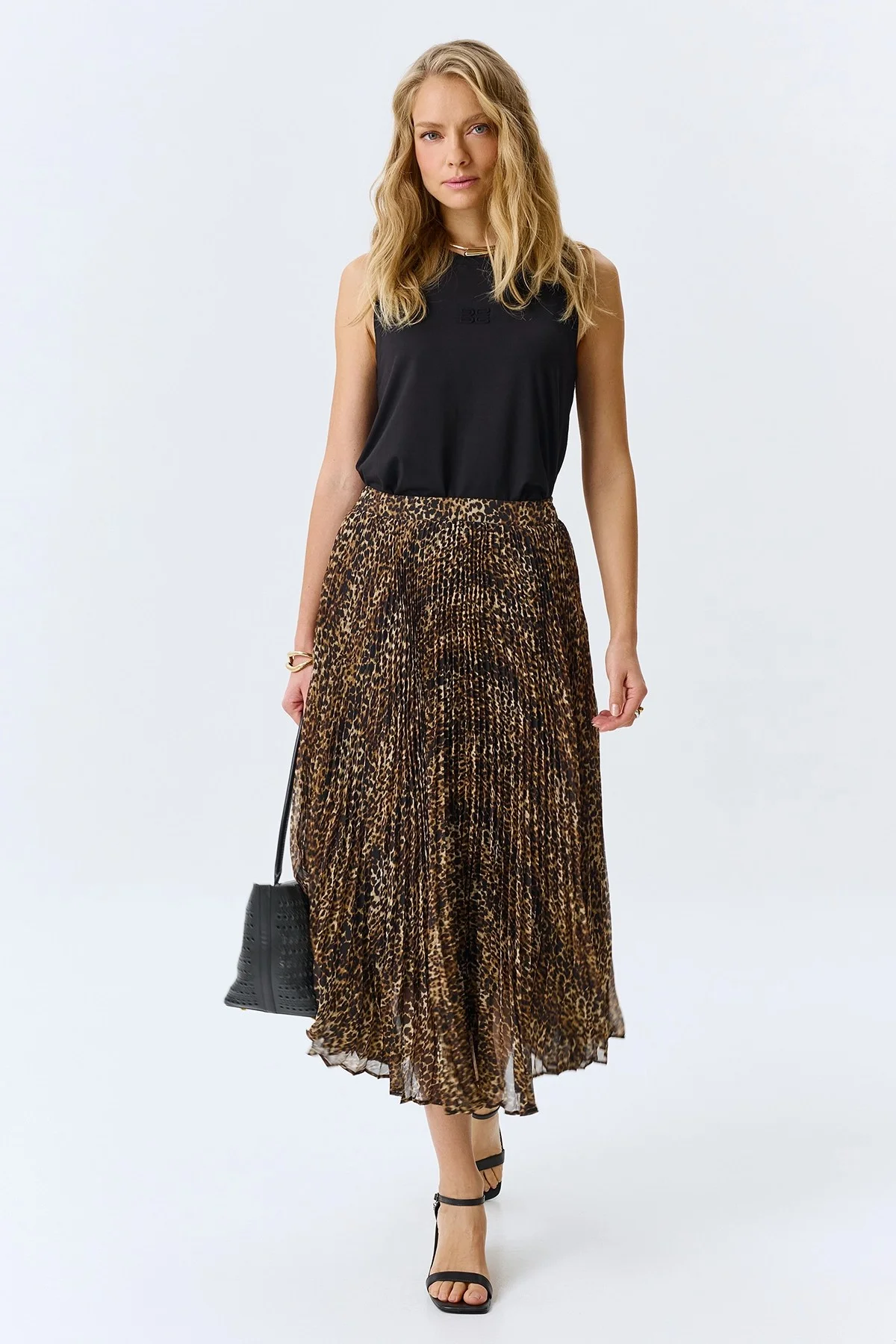 Юбка-плиссе с анималистичным принтом, 36