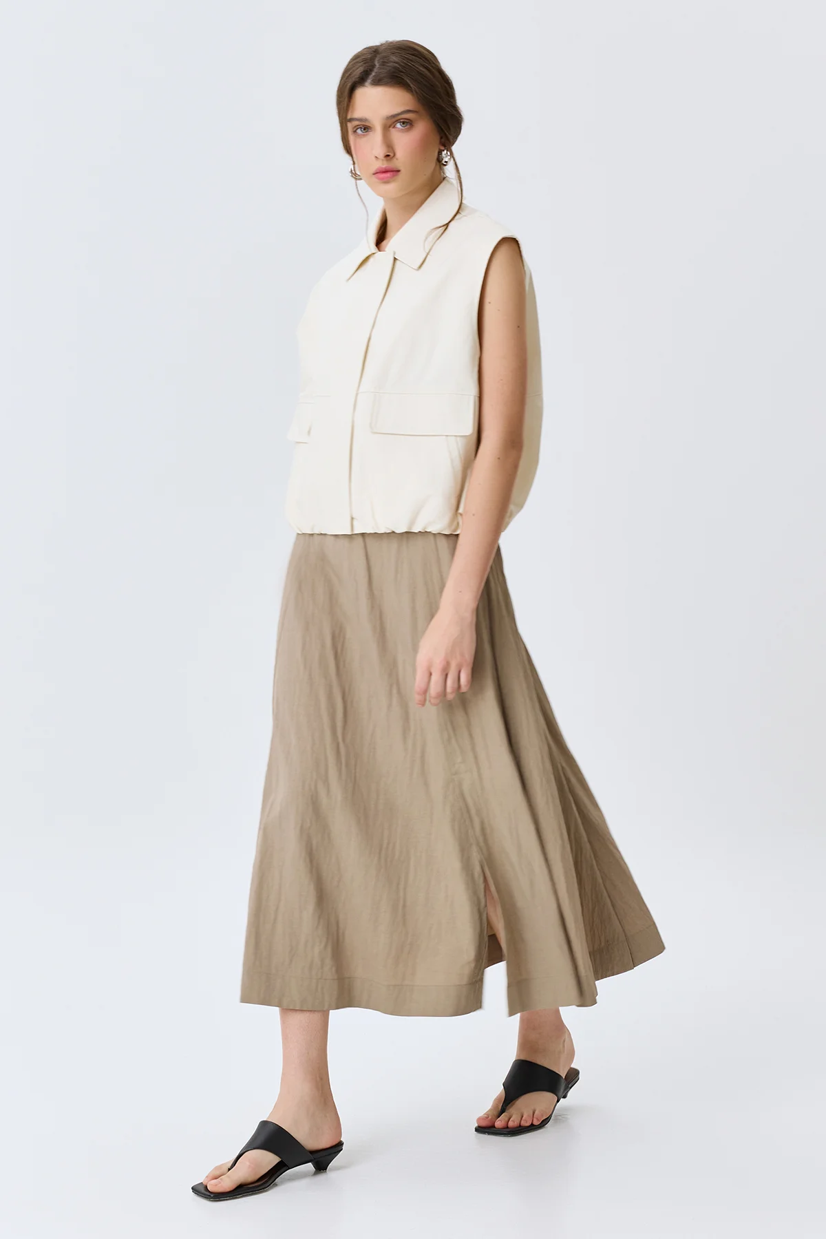 Свободная юбка из фактурной вискозы, 52