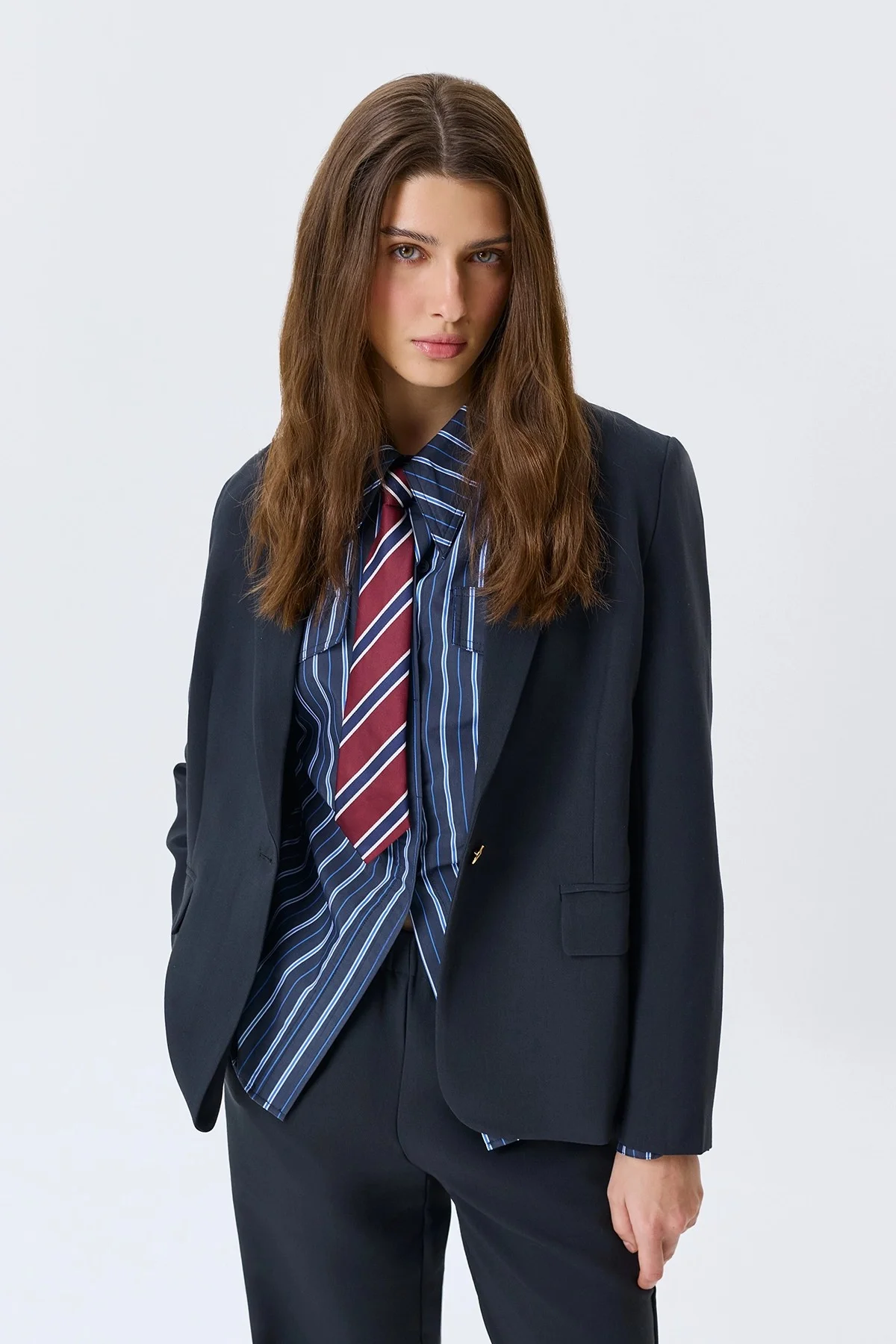 Однобортный свободный жакет, 46