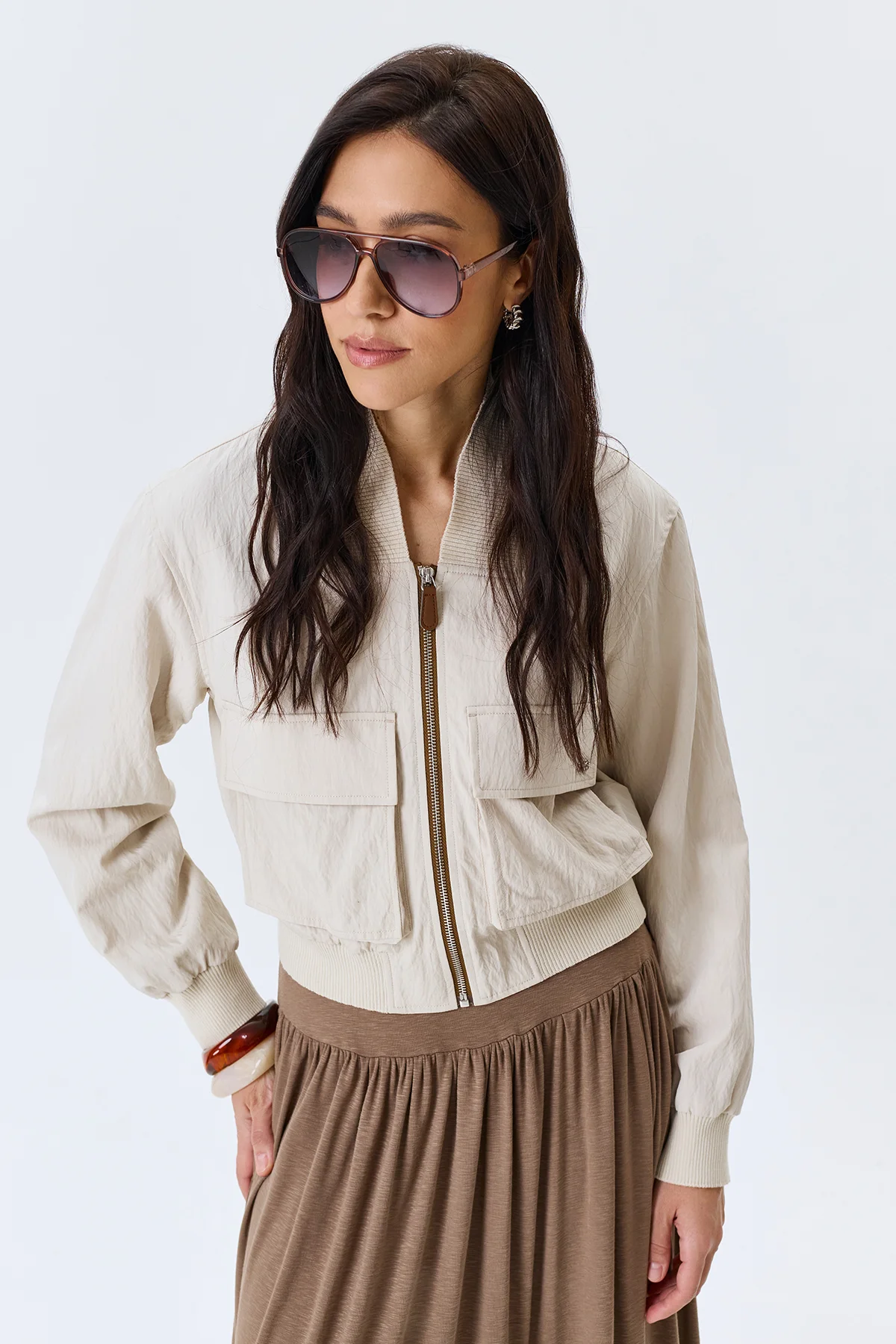 Укороченный бомбер с широким рибом, 42