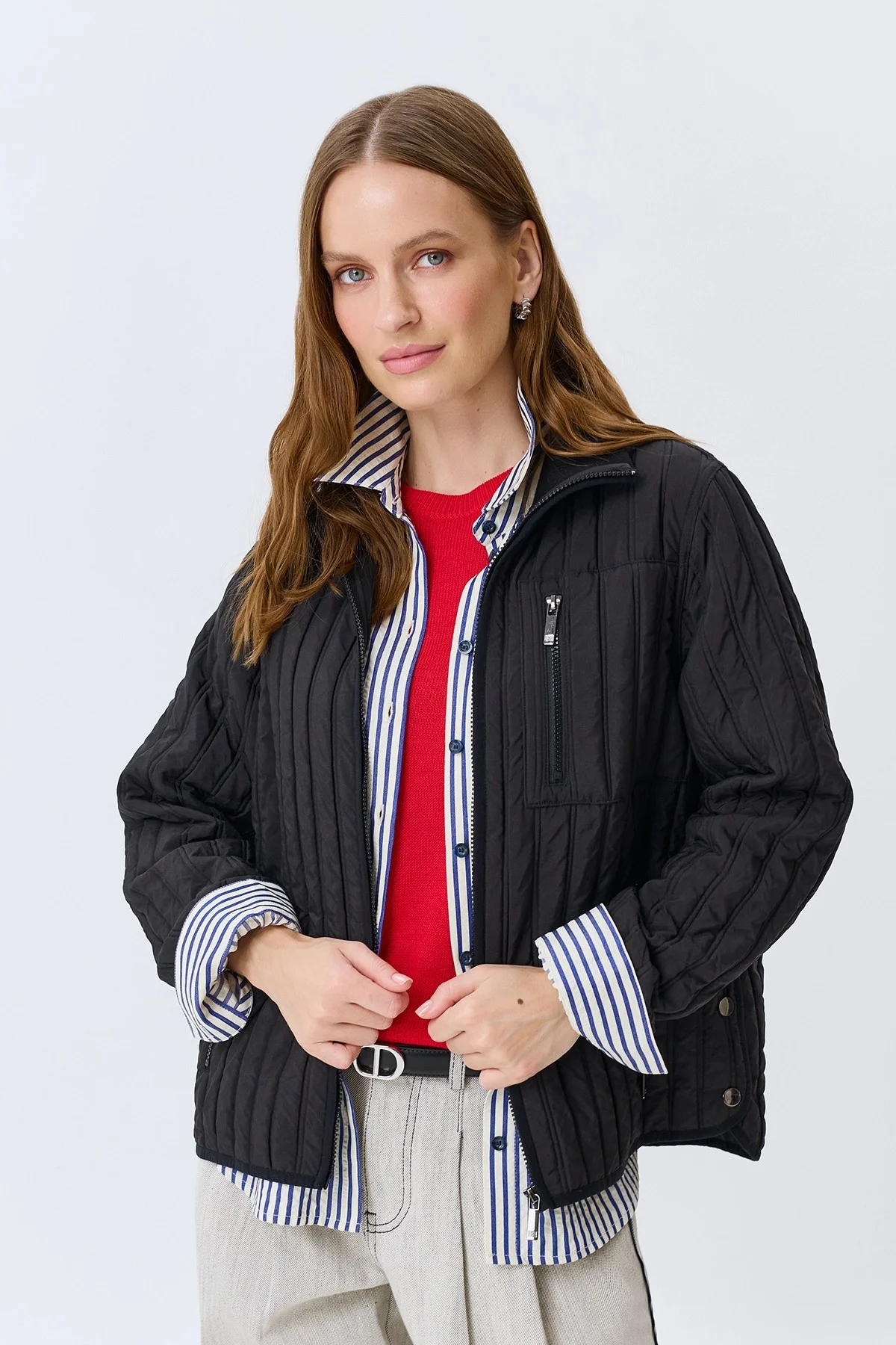 Бомбер с вертикальной стежкой, 44