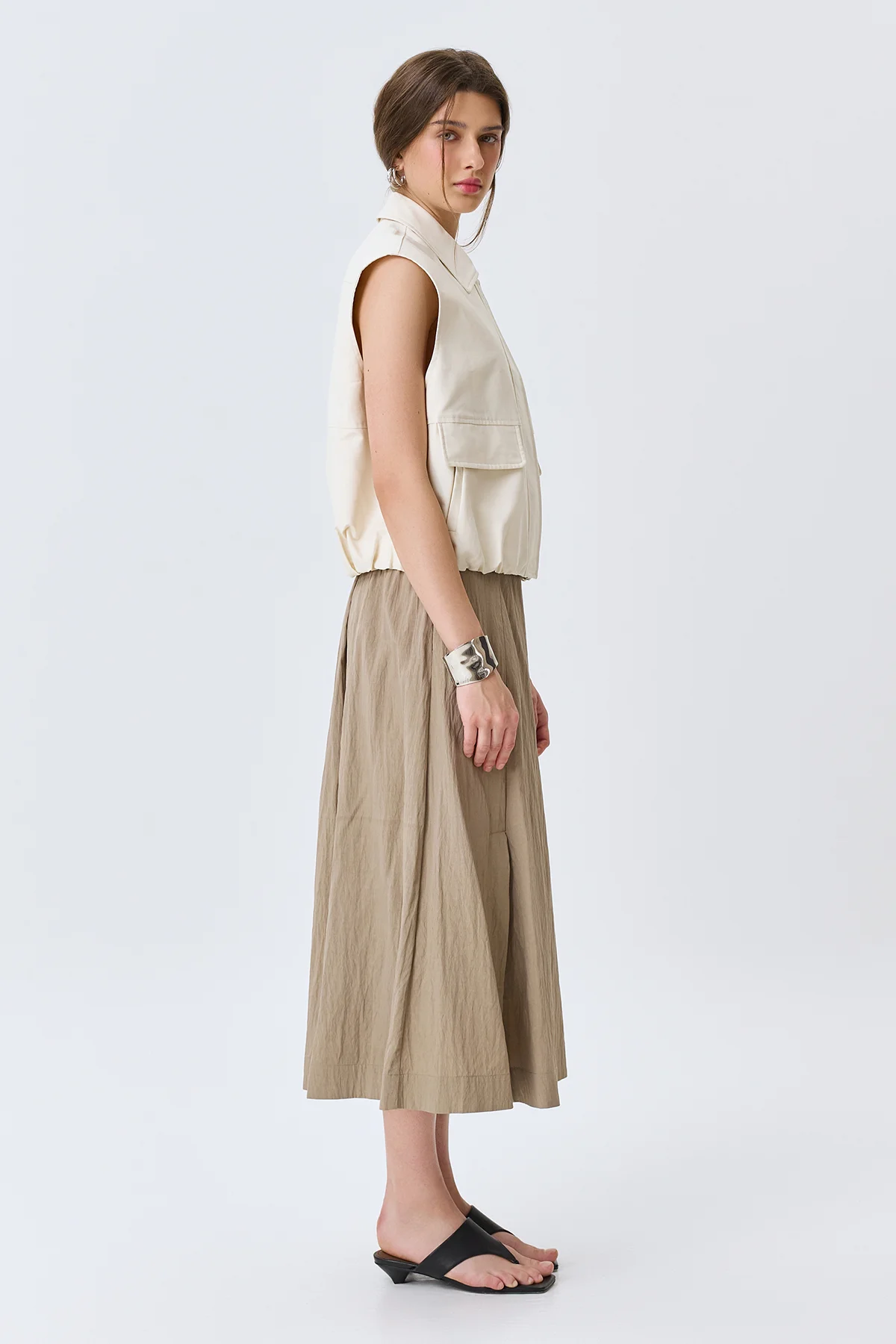 Свободная юбка из фактурной вискозы, 44