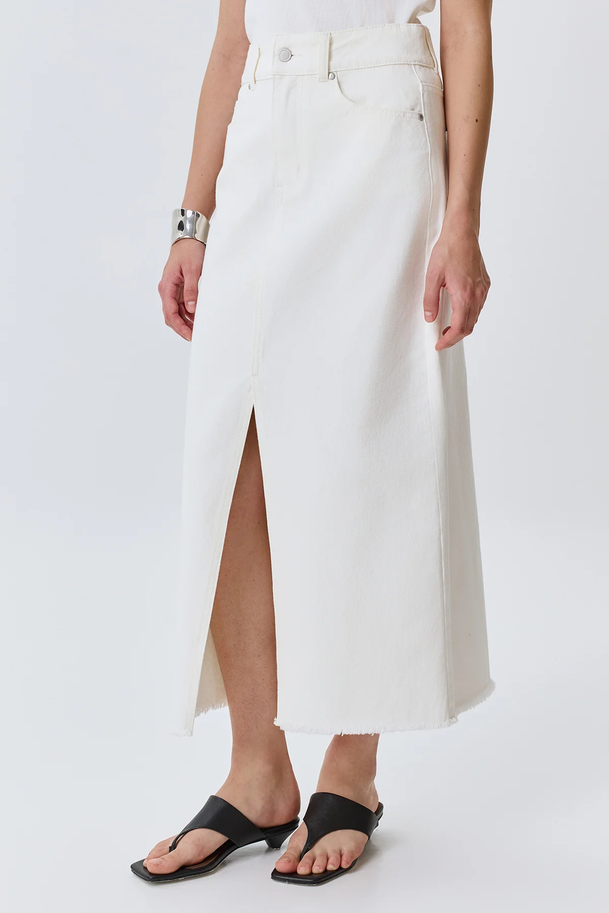 Белая джинсовая юбка из 100% хлопка, 52