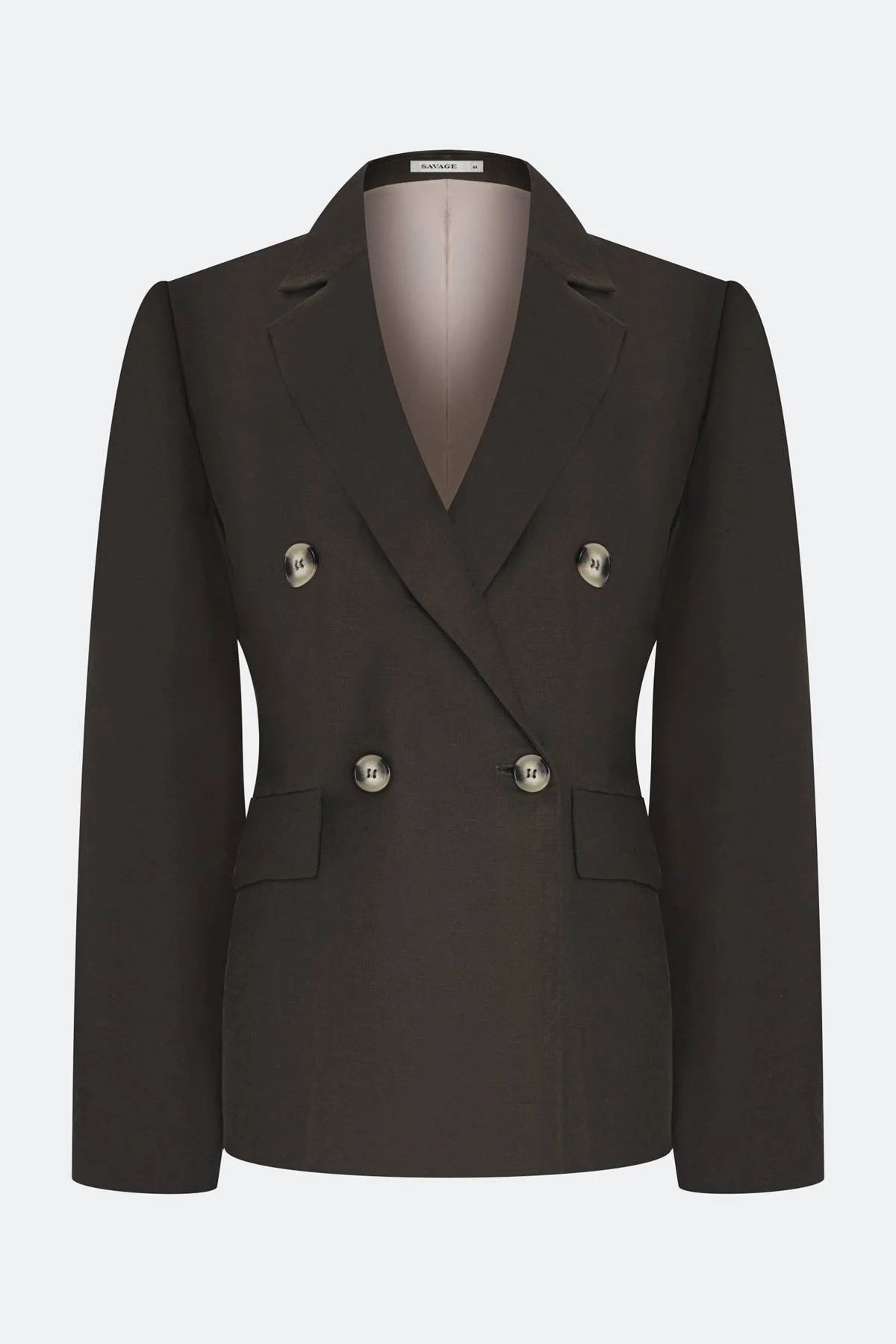 Двубортный льняной жакет, 46