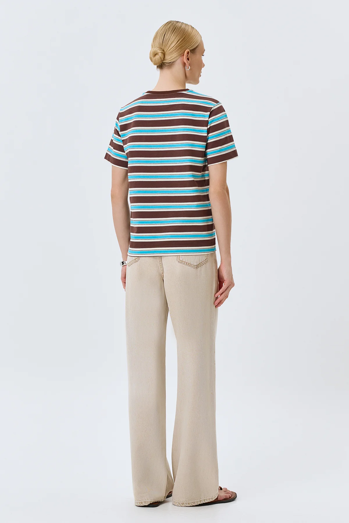 Яркая футболка в полоску из 100% хлопка, 44