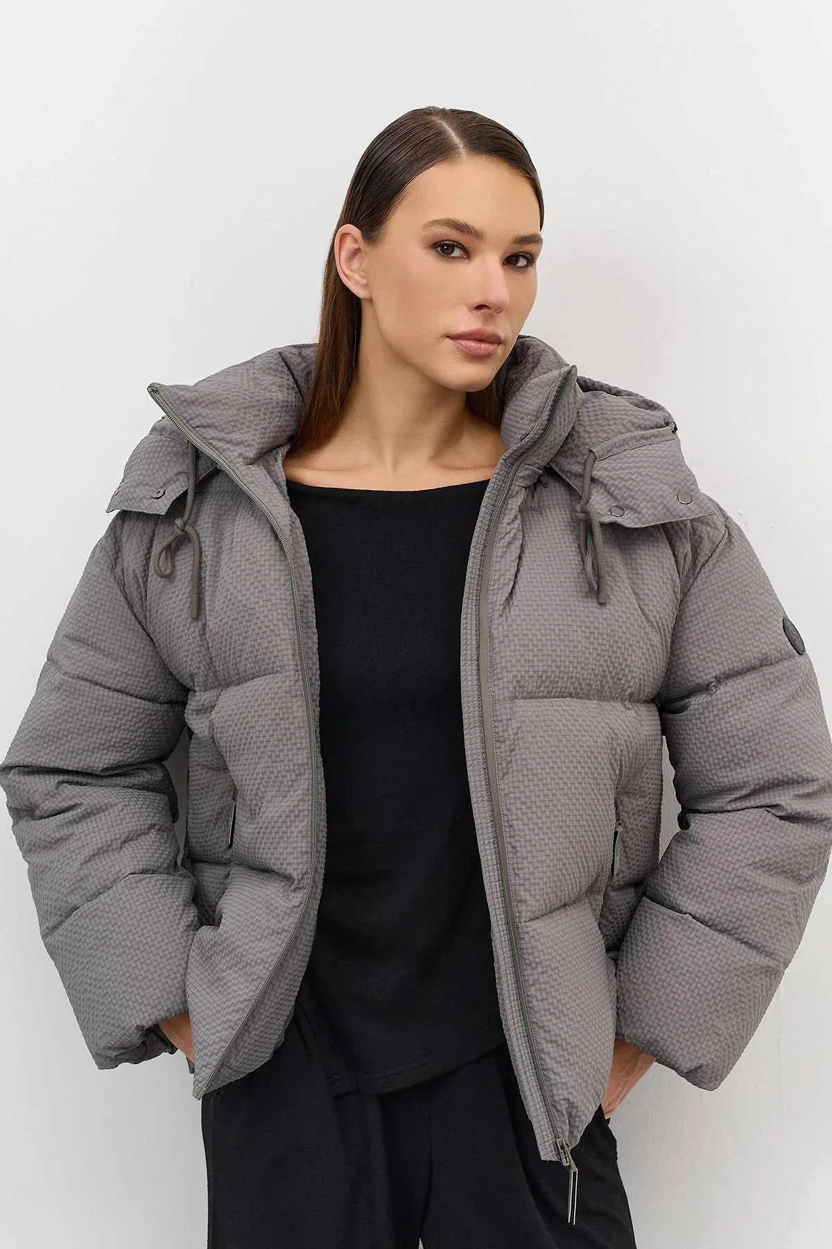Куртка Oversize из фактурной ткани, 48