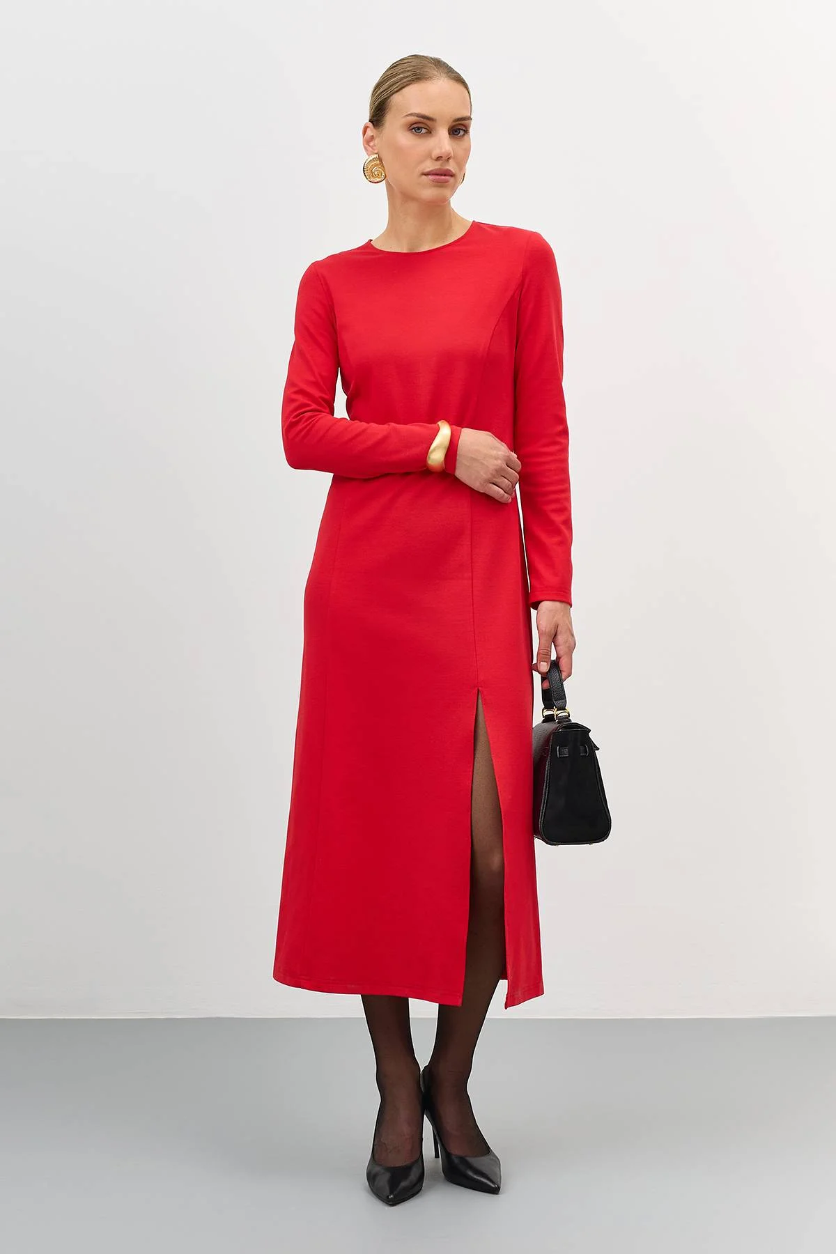 Лимитированная серия трикотажное платье с высоким разрезом и ремень, 46