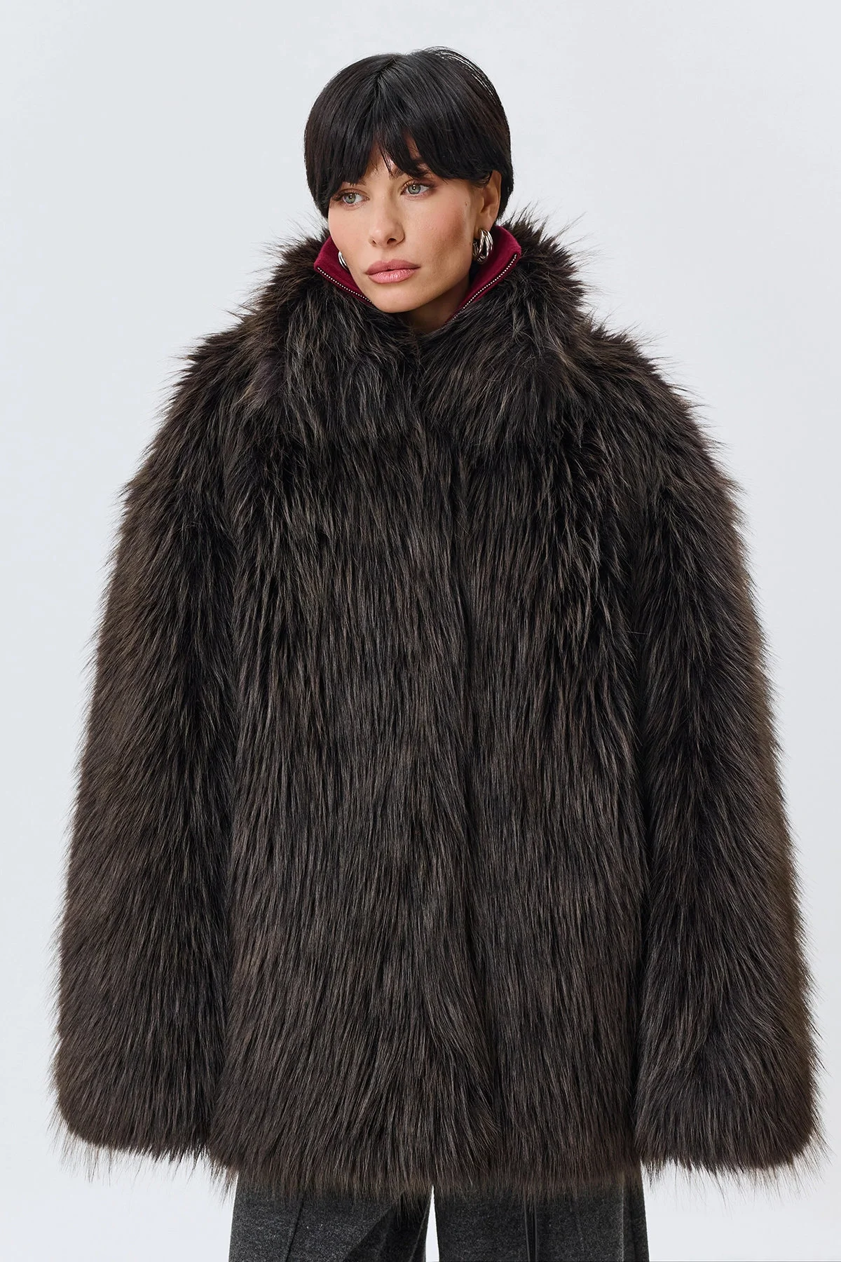 Полушубок oversize из эко-меха, 42