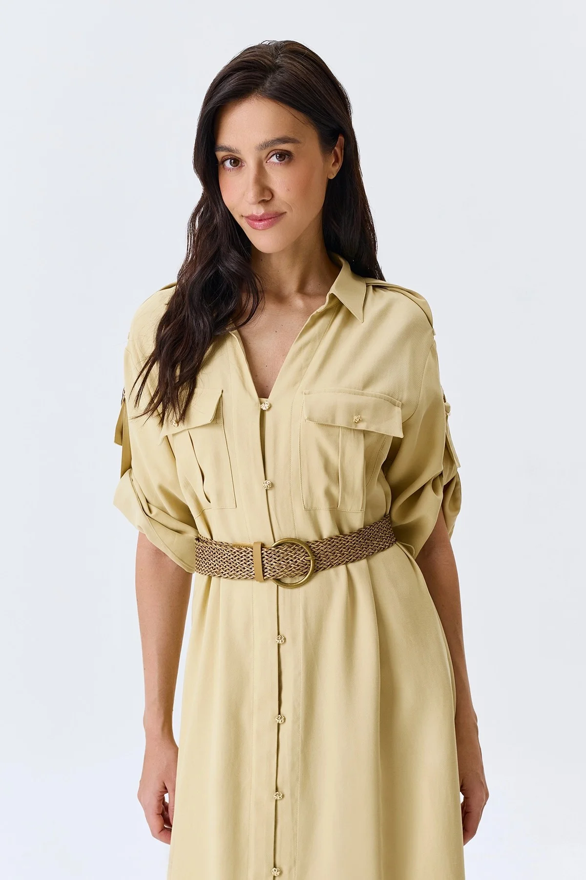 Плетеный ремень с круглой пряжкой, M