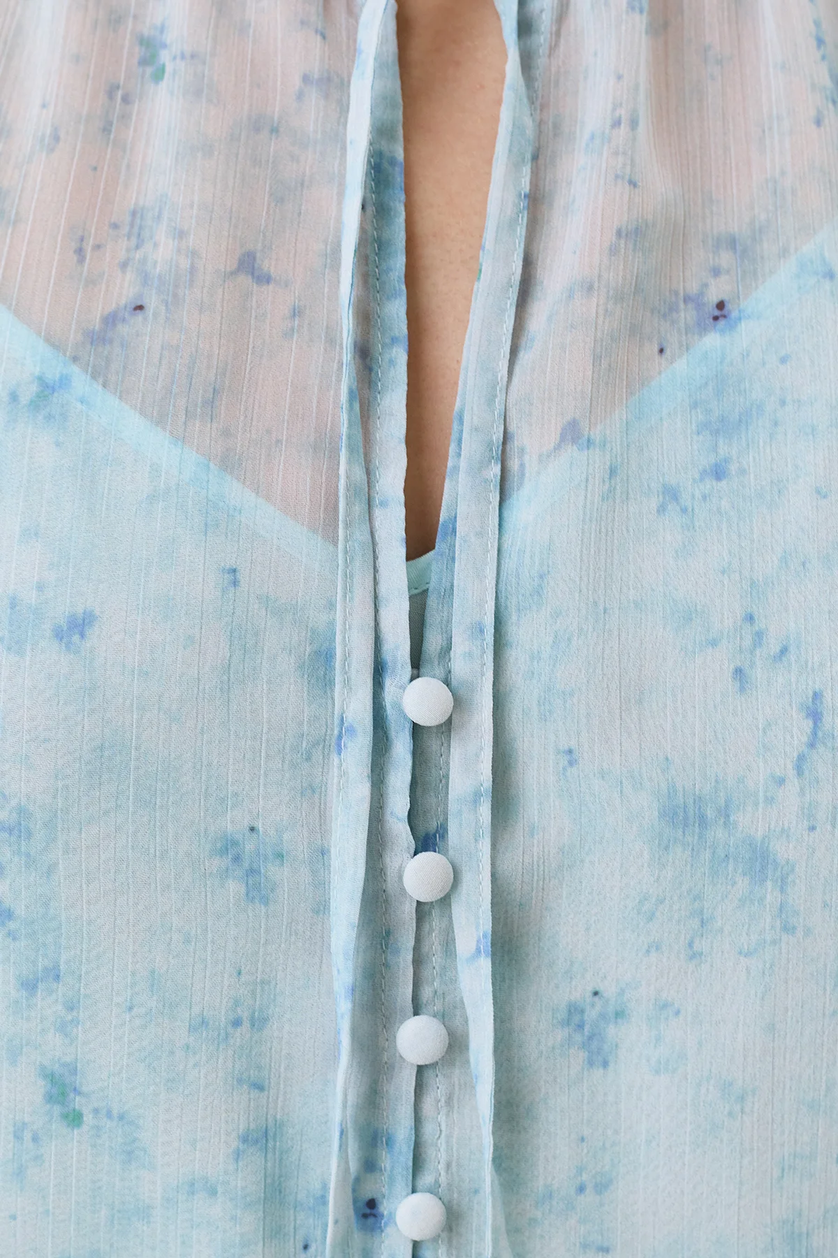 Полупрозрачная блузка с флоральным принтом, 48