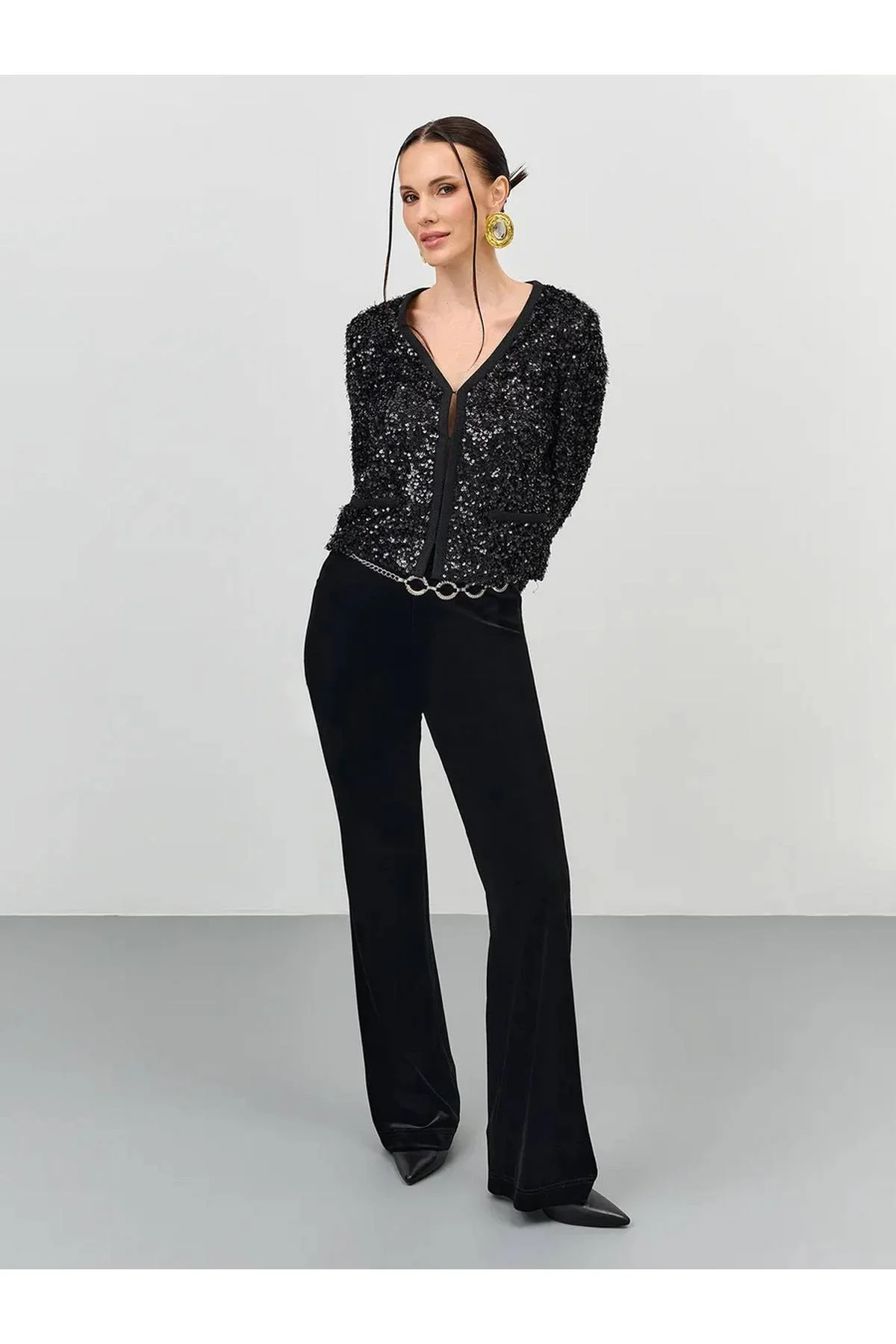 Лимитированная серия жакет вечерний нарядный с пайетками и ремень, 52