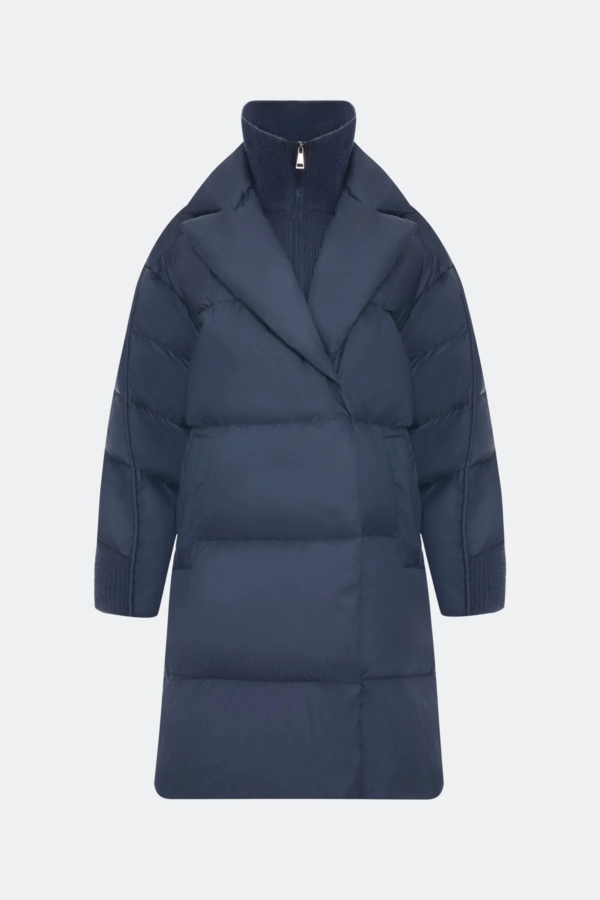 Пуховик на запах с трикотажной манишкой, 44