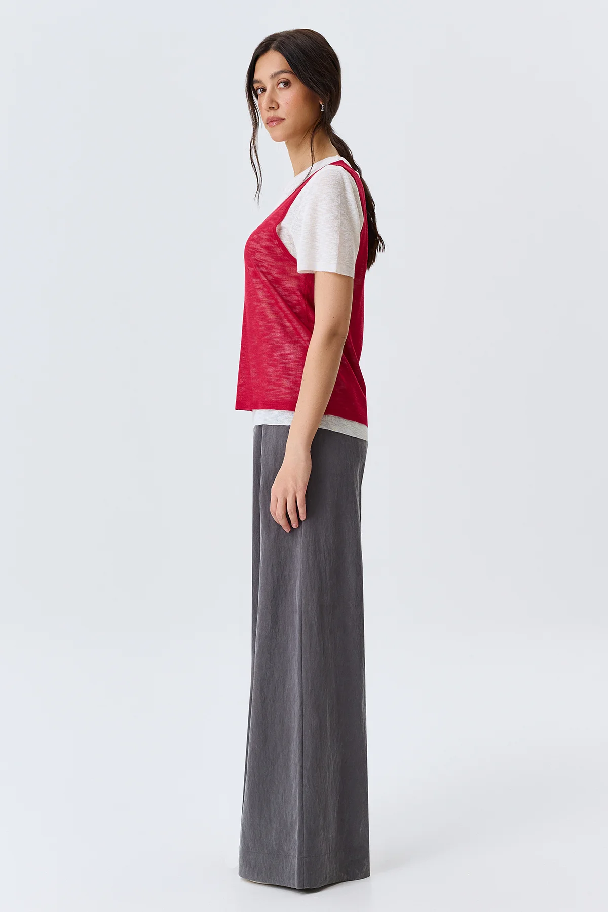 Джемпер тонкий вязаный с топом, 44