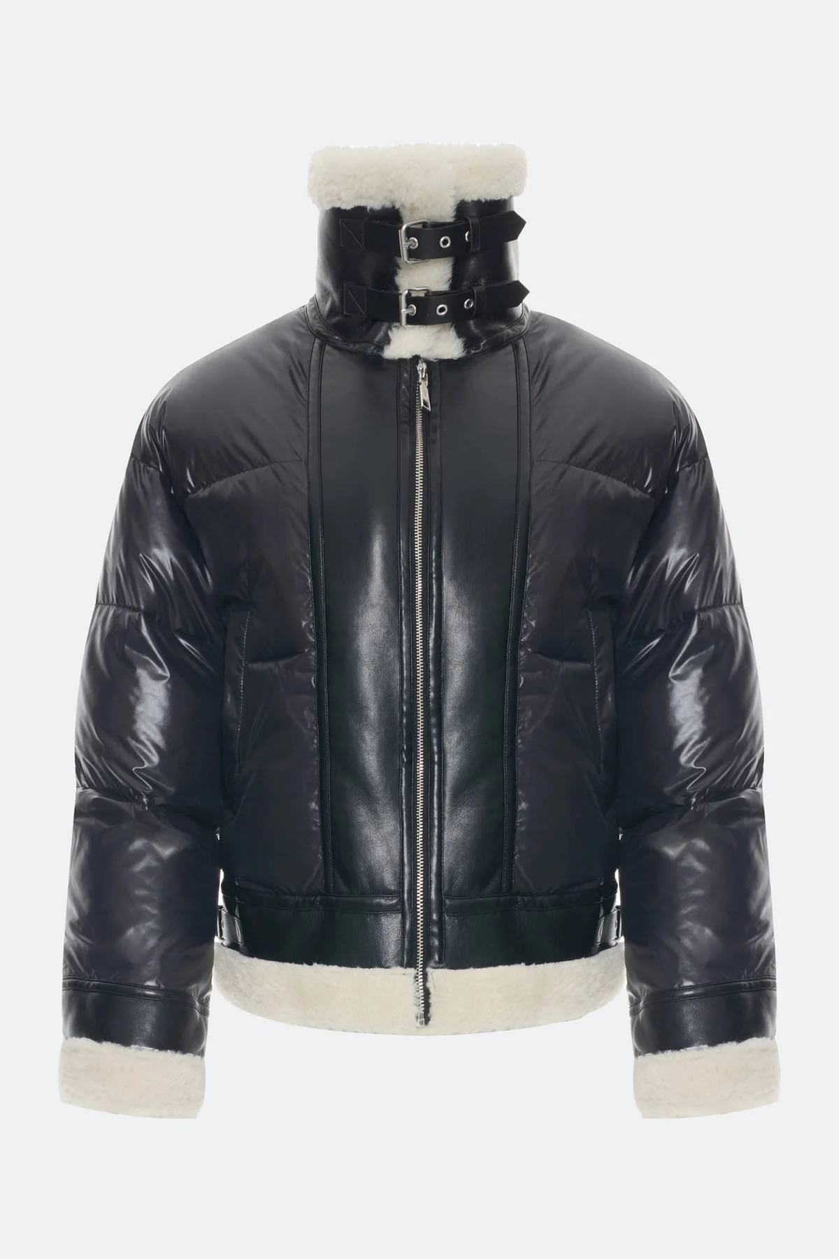 Комбинированная куртка с овчиной, 44