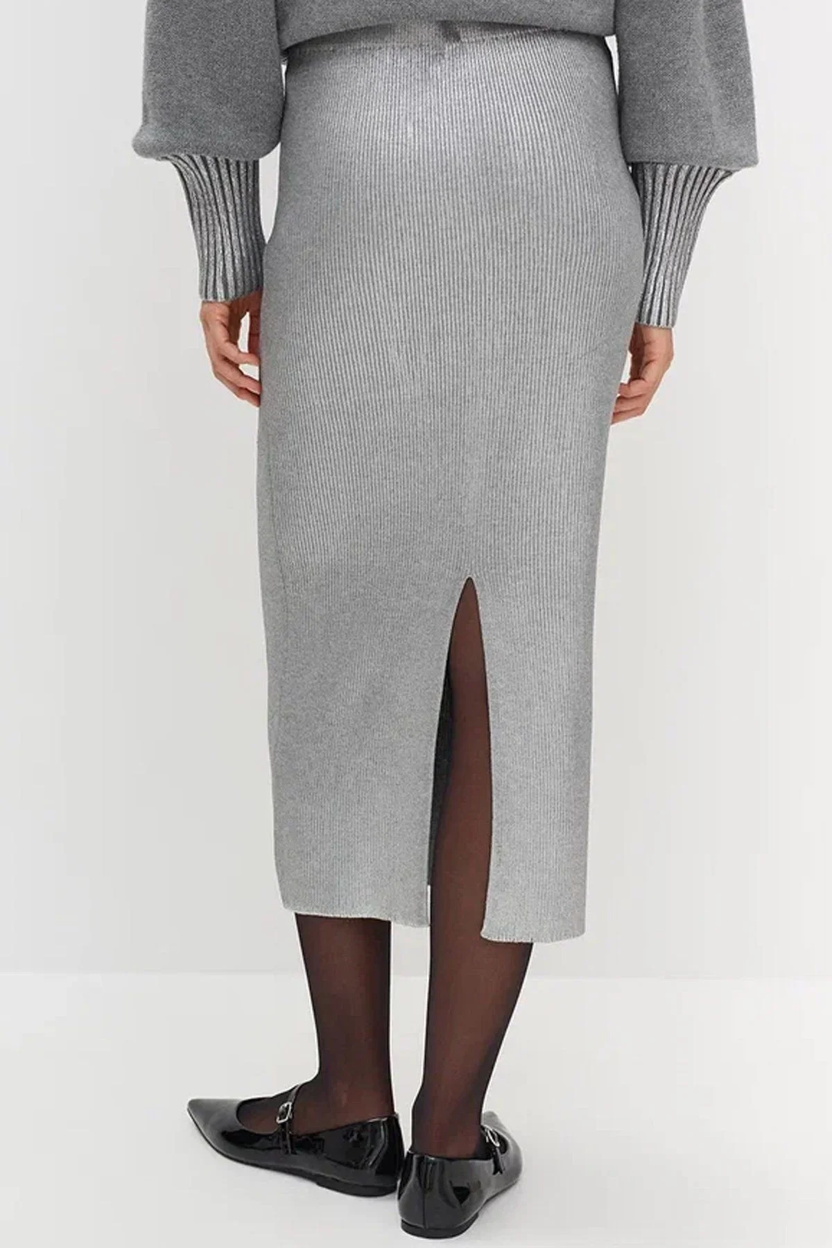 Трикотажная юбка с эффектом жидкого металла, 46р