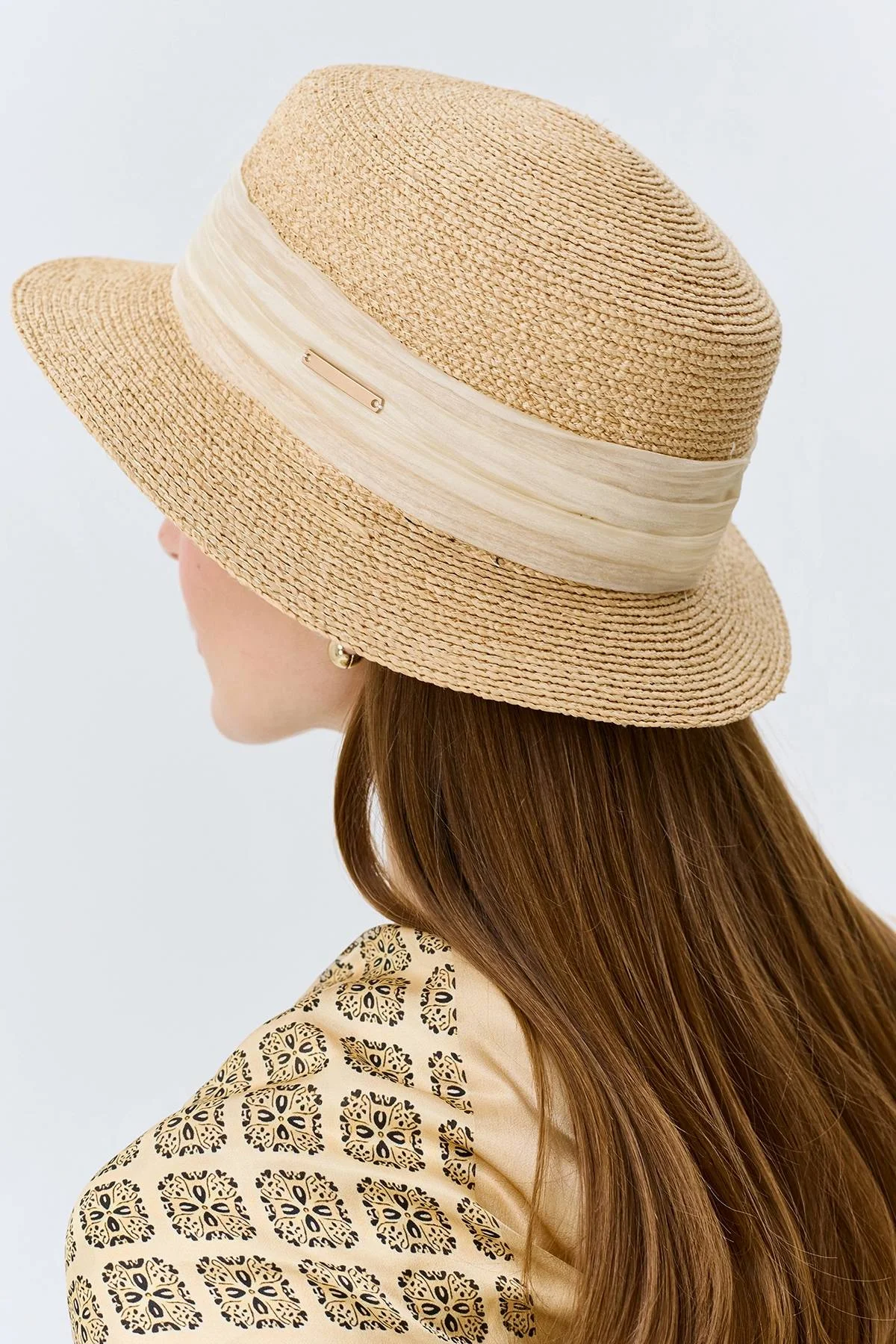 Шляпа-канотье с декоративной лентой, One