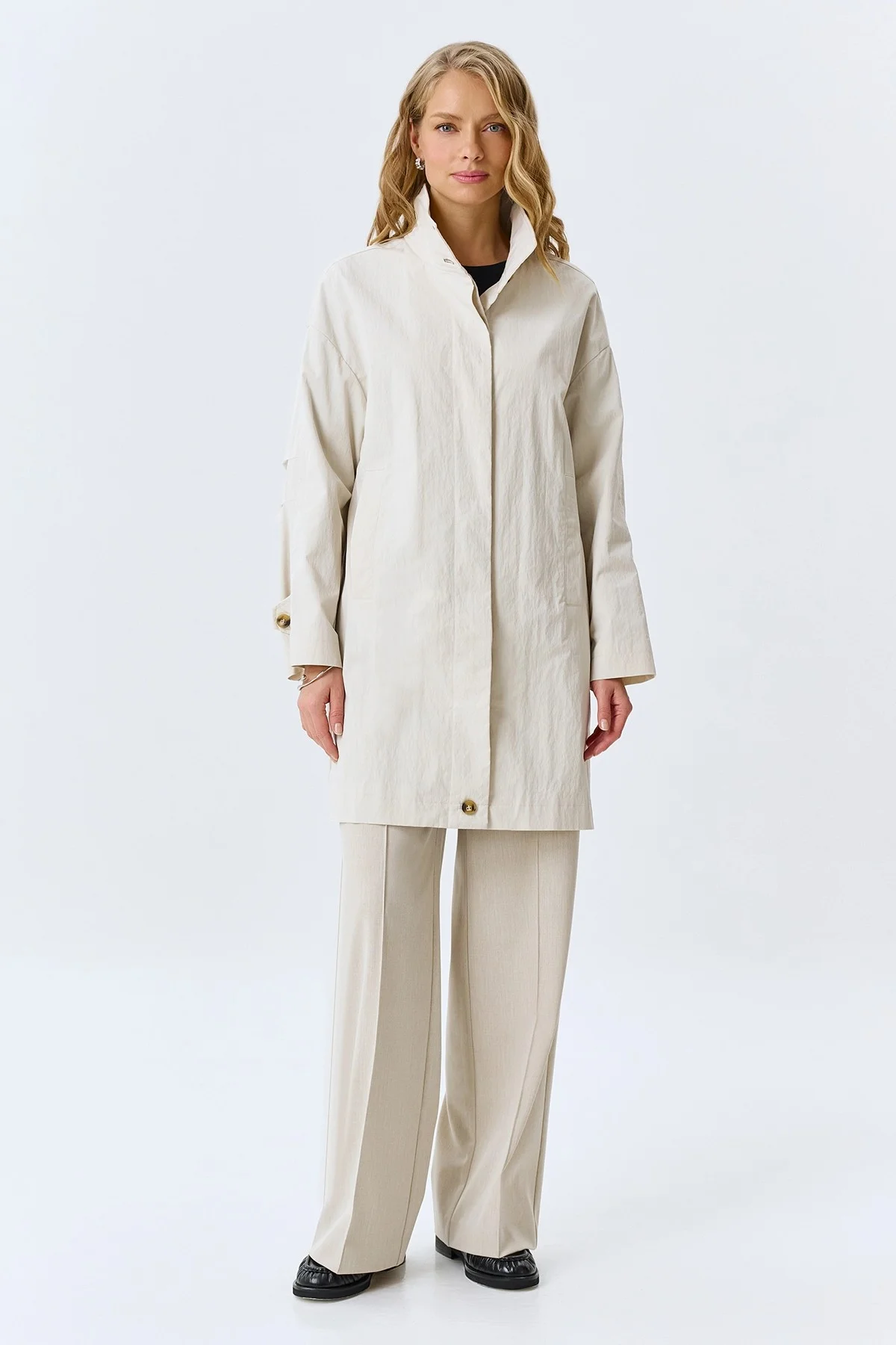 Укороченный плащ из смесового хлопка, 34