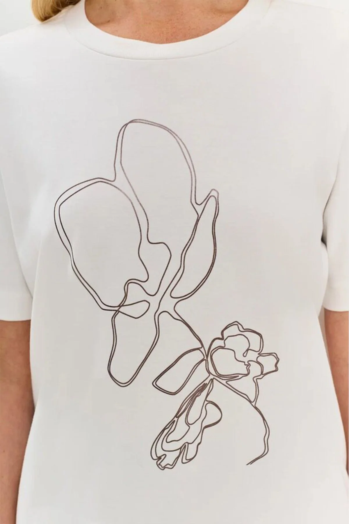 Хлопковая футболка с принтом в технике "one line", 52р