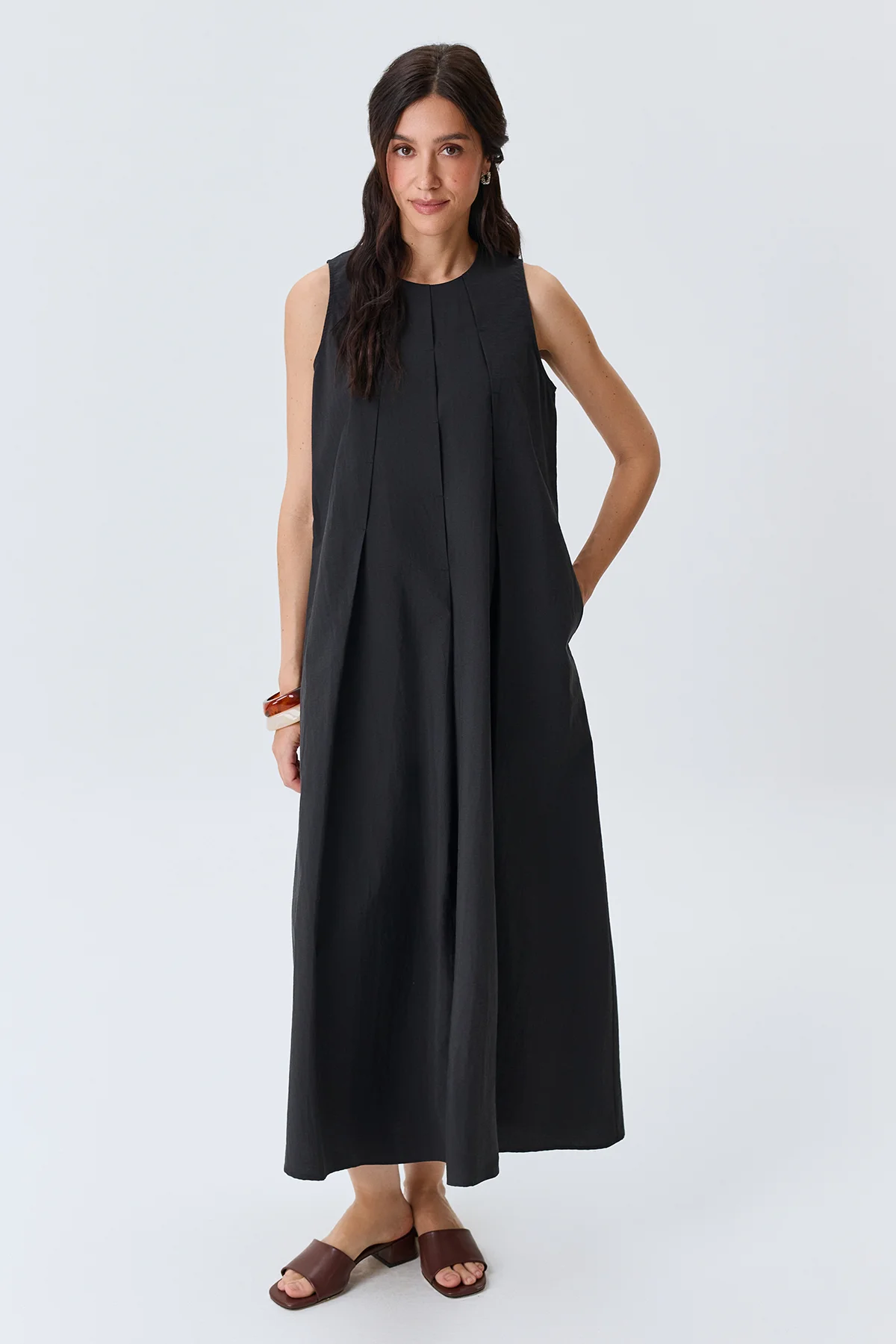 Платье макси с акцентными складками, 42