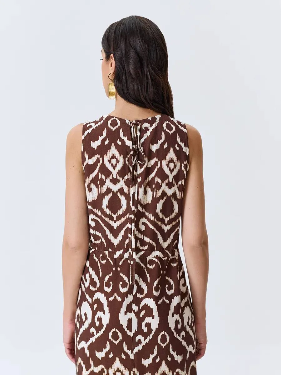 Платье с этническим принтом с высокими разрезами, 50