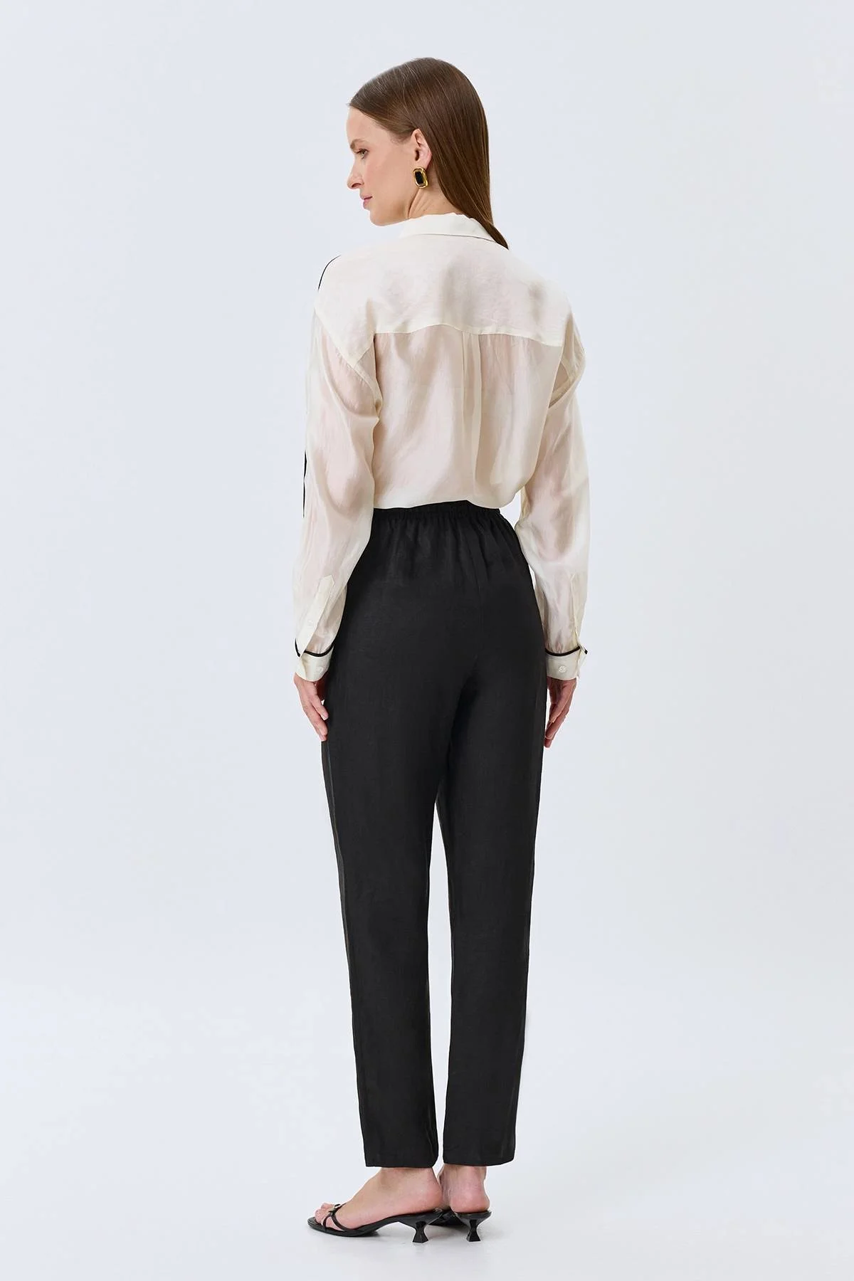 Зауженные брюки из 100% льна, 38