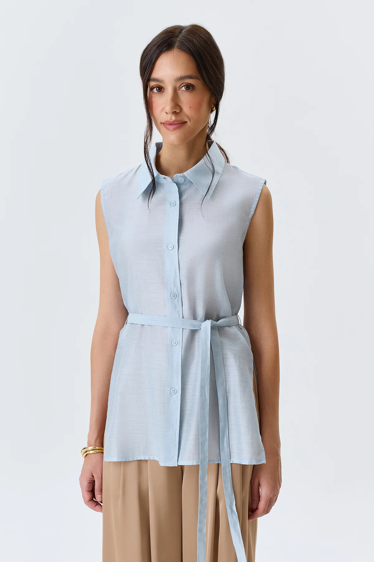 Полупрозрачная блузка из тенселя, 44