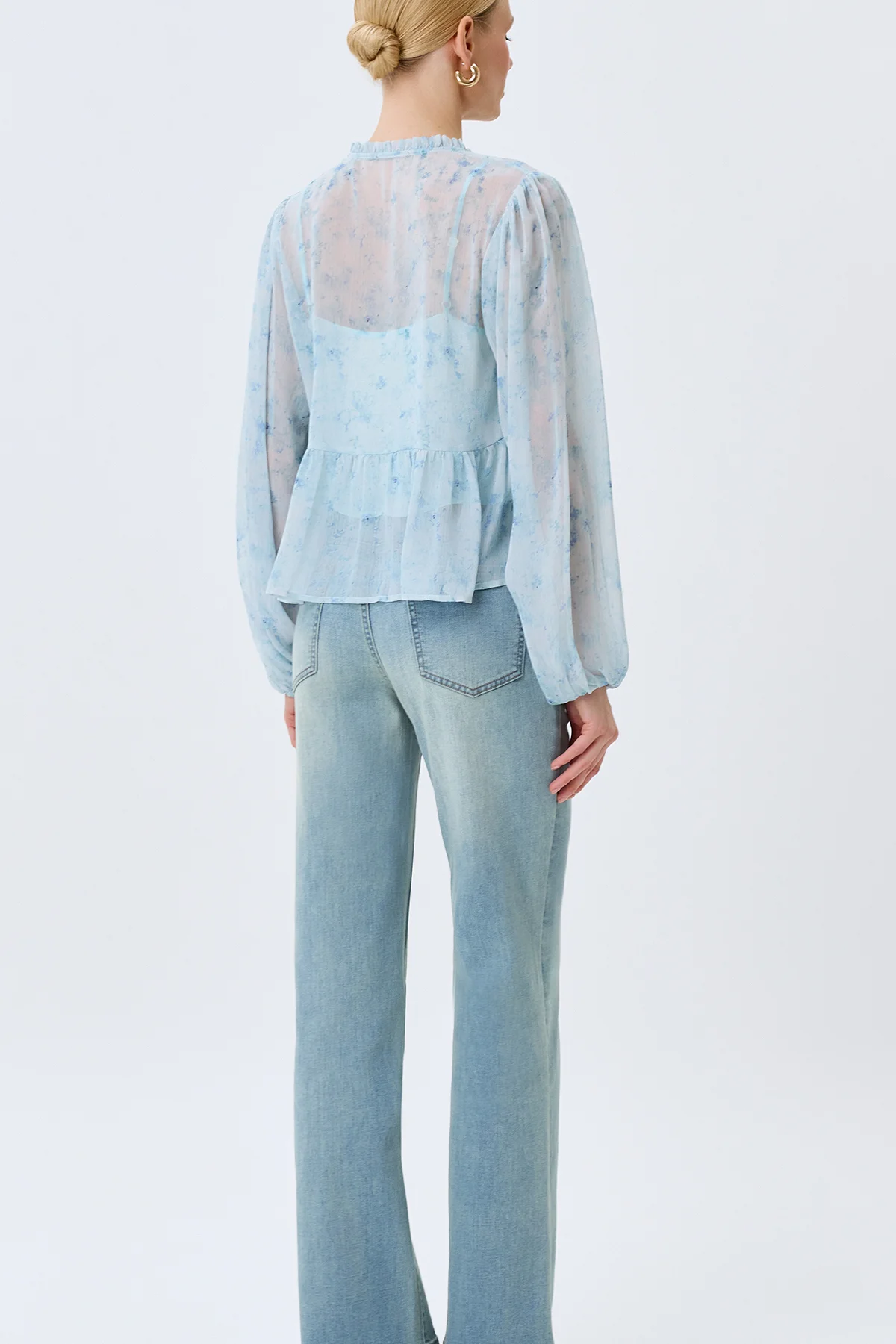 Полупрозрачная блузка с флоральным принтом, 44