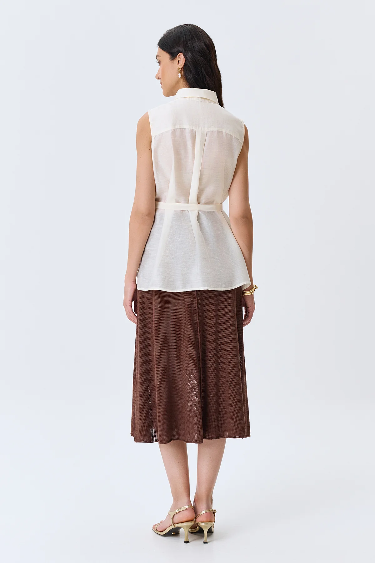 Полупрозрачная блузка из тенселя, 48