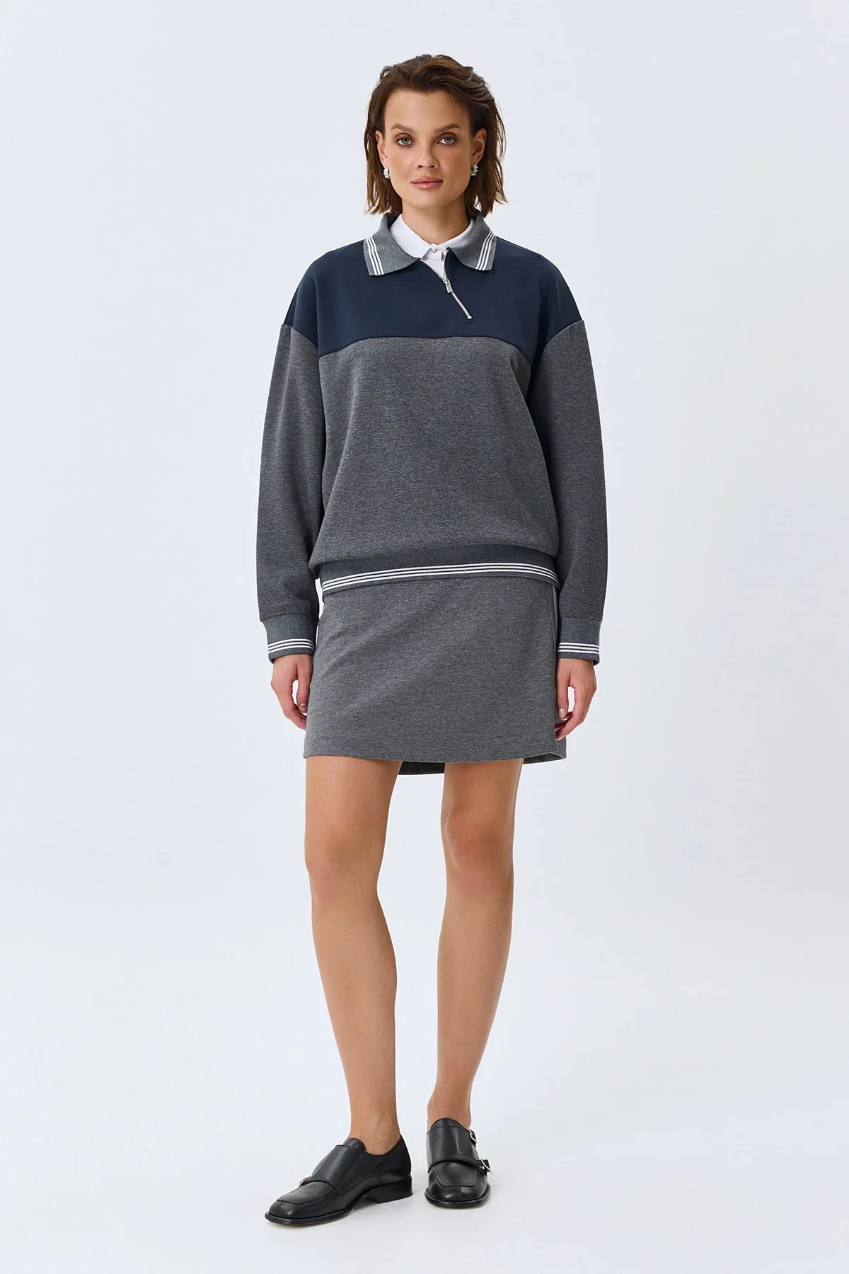 Свободный свитшот в стиле "color block", 50