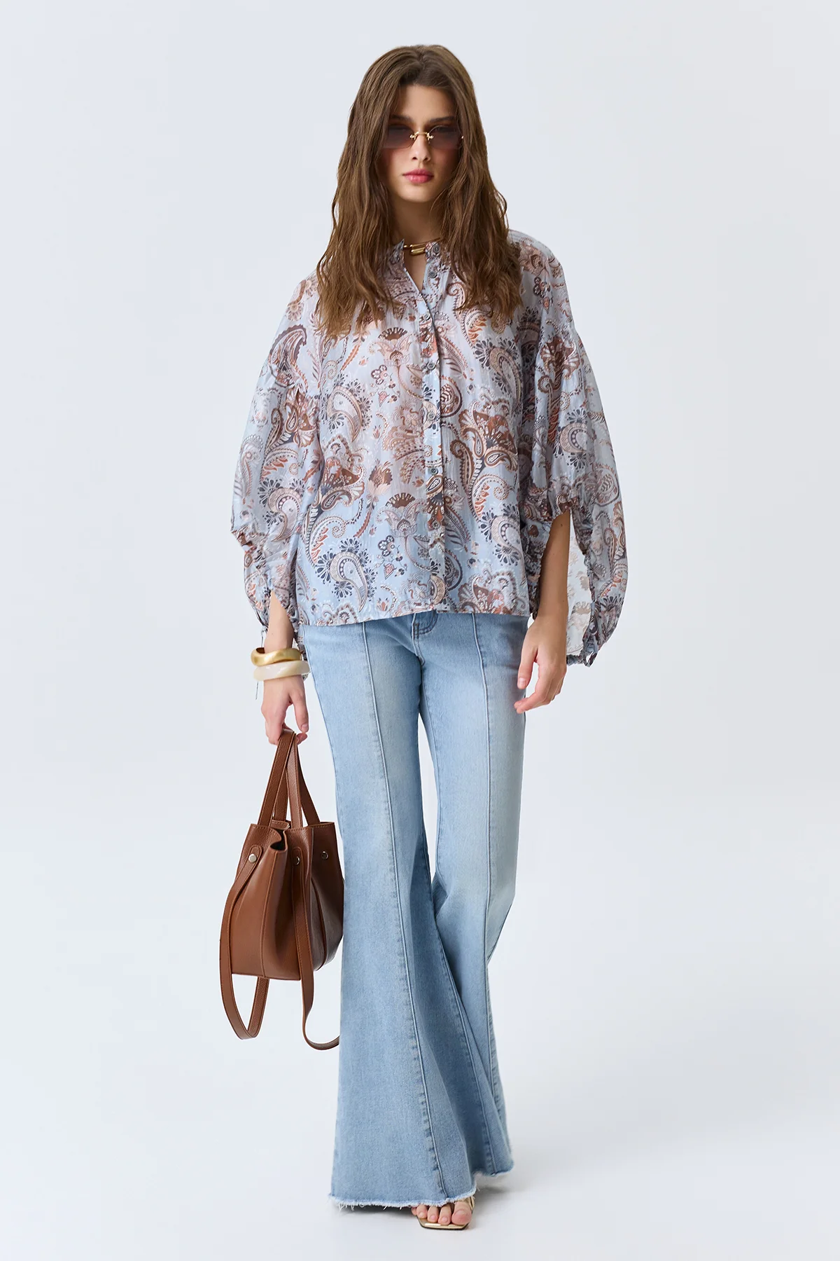 Романтичная блузка с принтом "Пейсли", 44