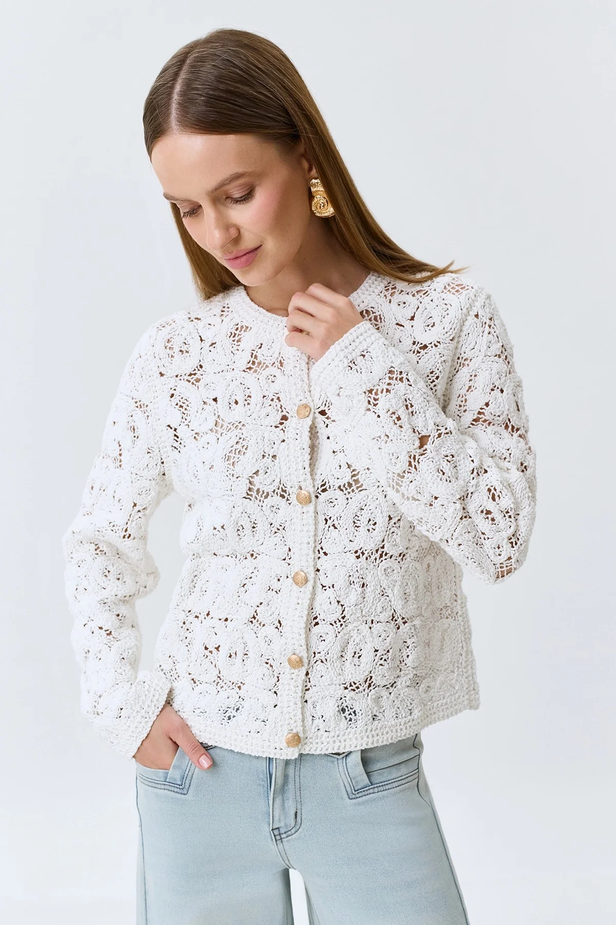 Прямые брюки с застроченными стрелками, 34