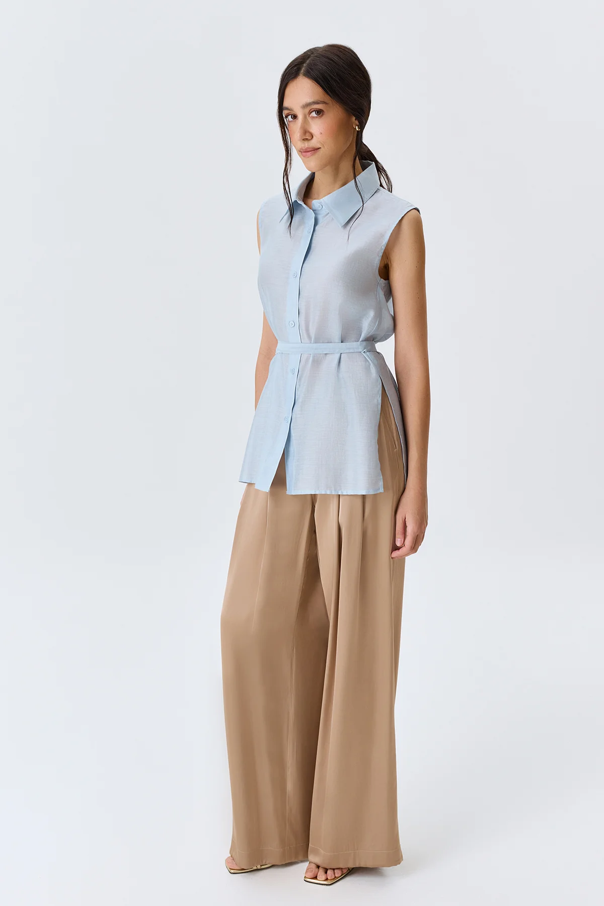 Сатиновые брюки палаццо, 48