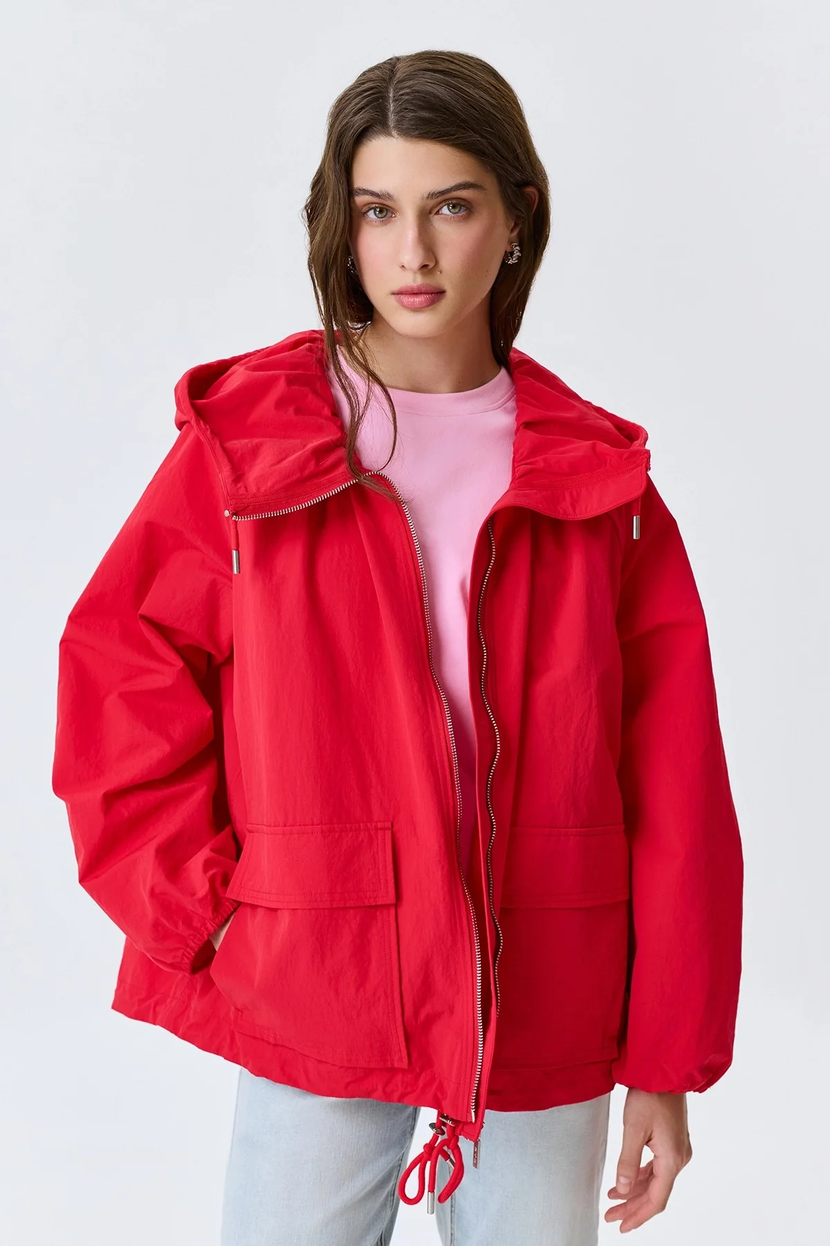 Oversize ветровка из 100% нейлона, 44