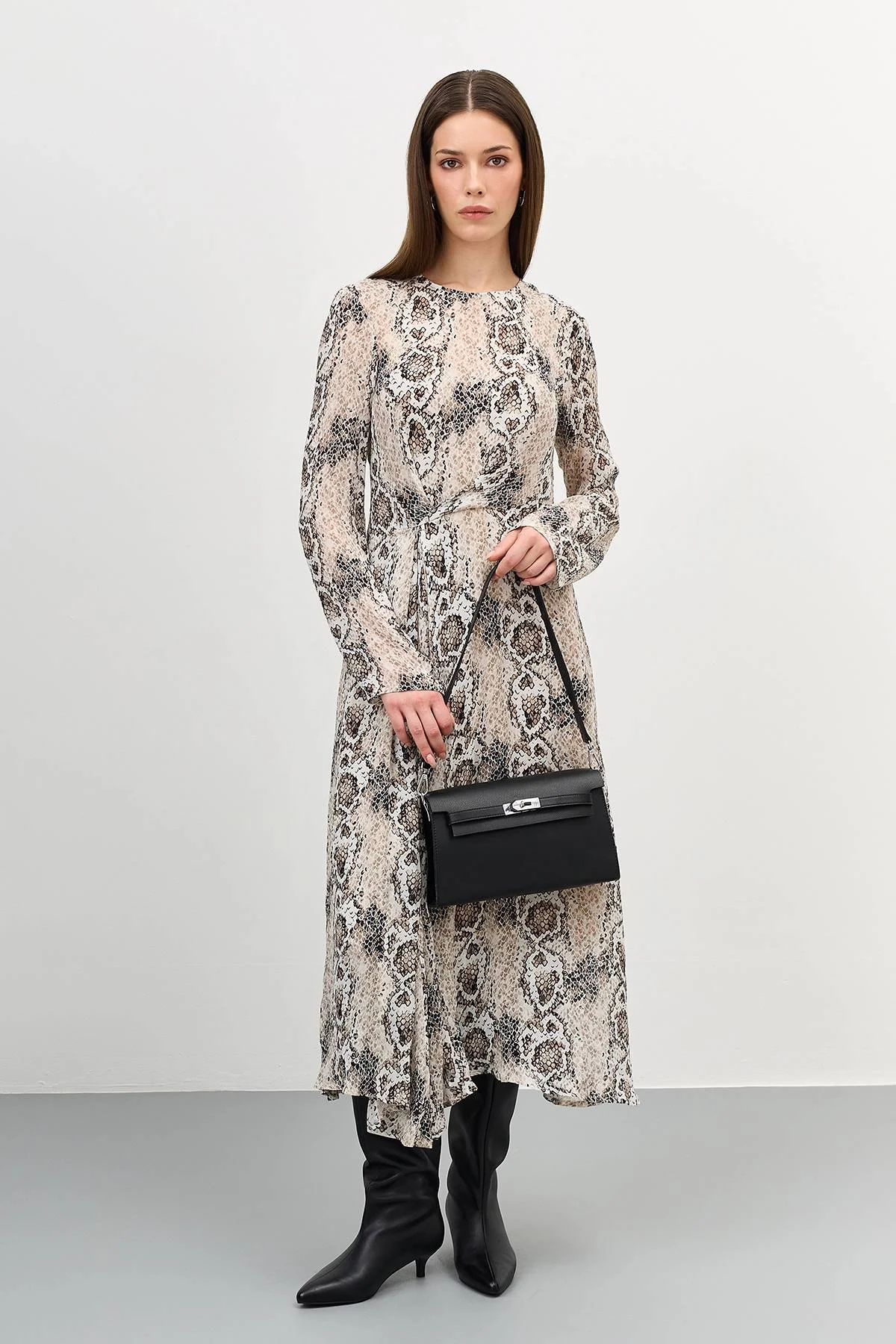 Лимитированная серия платье-макси с анималистичным принтом и ремень, 44